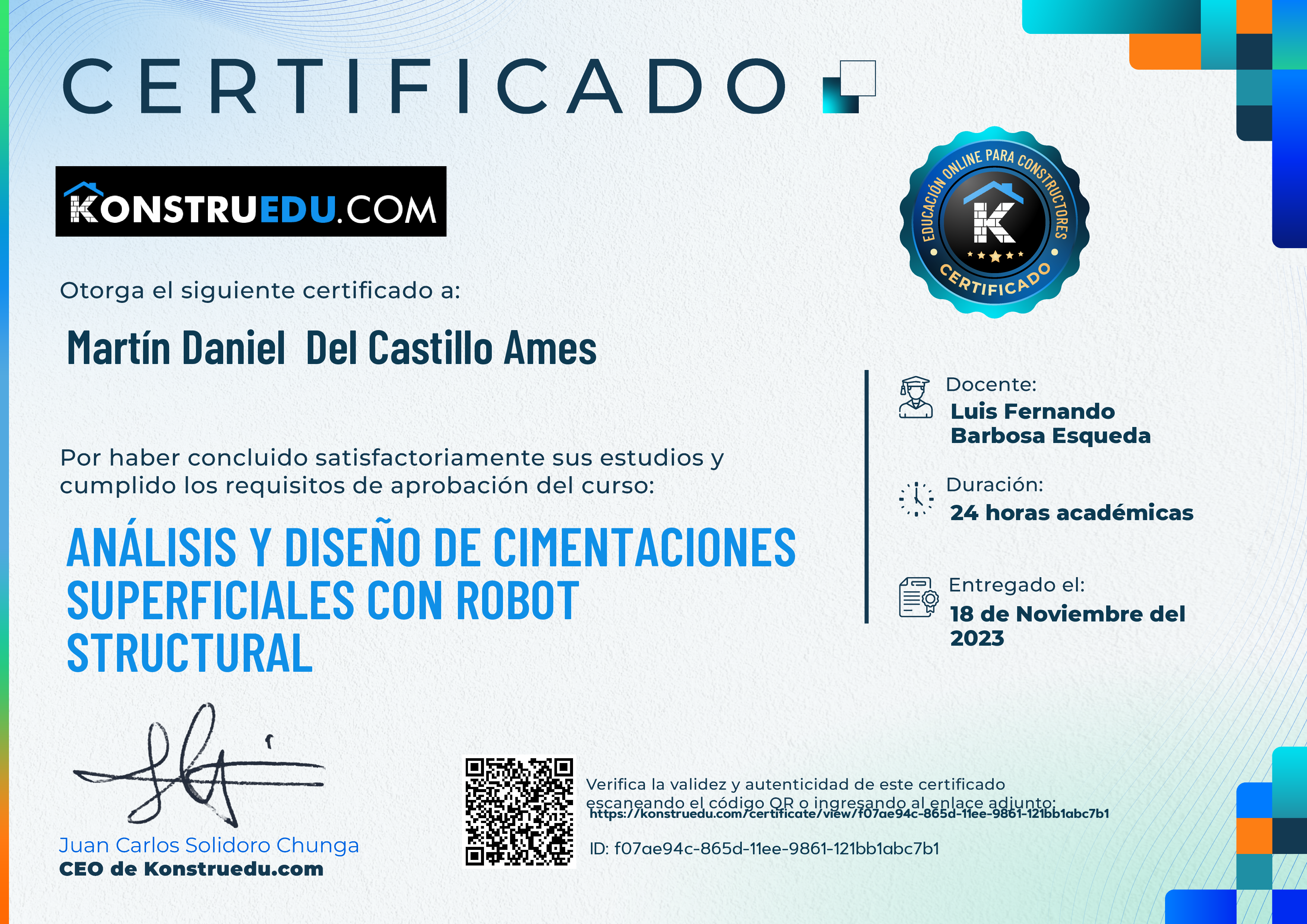Credencial de Análisis y diseño de cimentaciones superficiales con Robot Structural