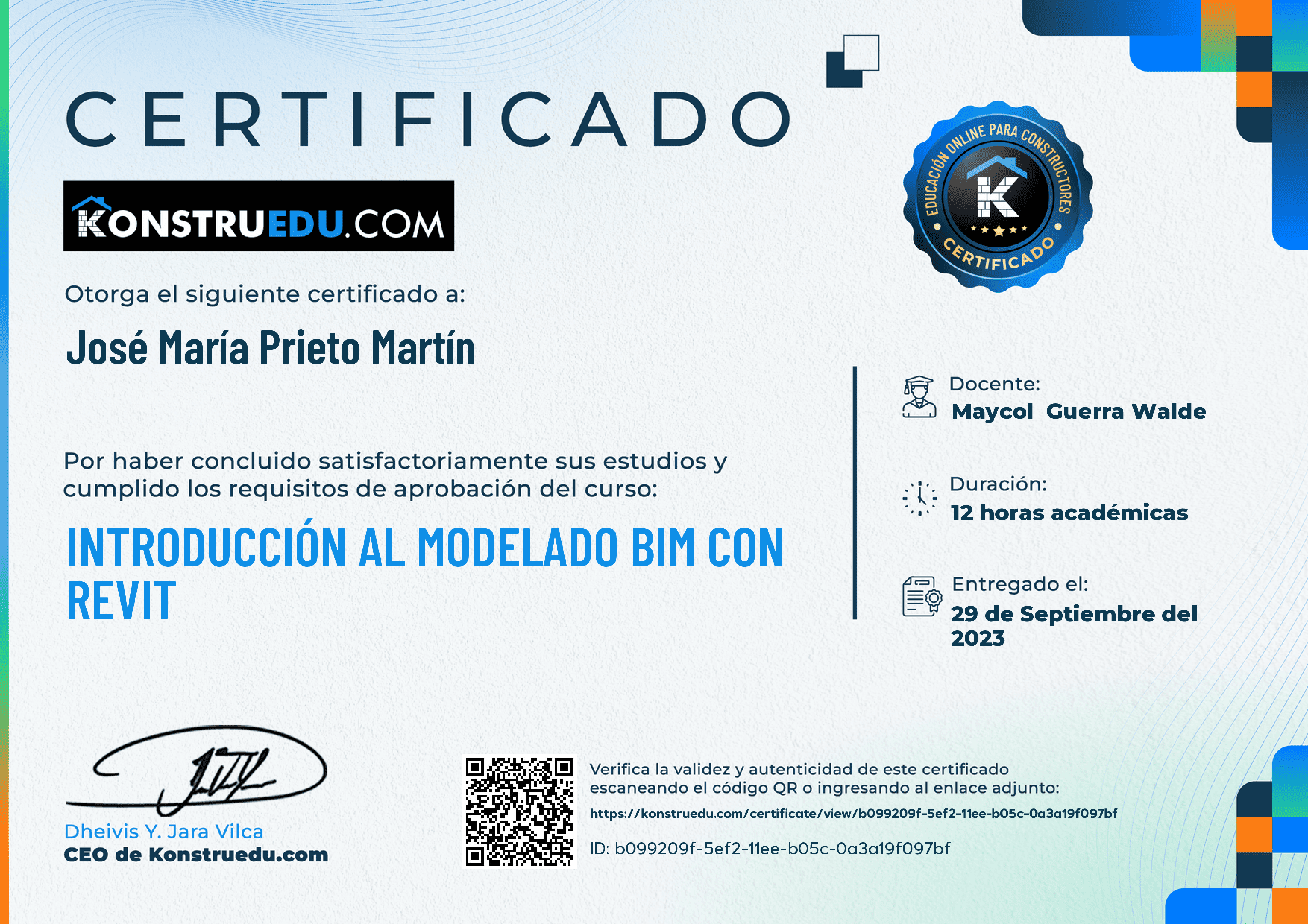 Credencial de Introducción al modelado BIM con Revit