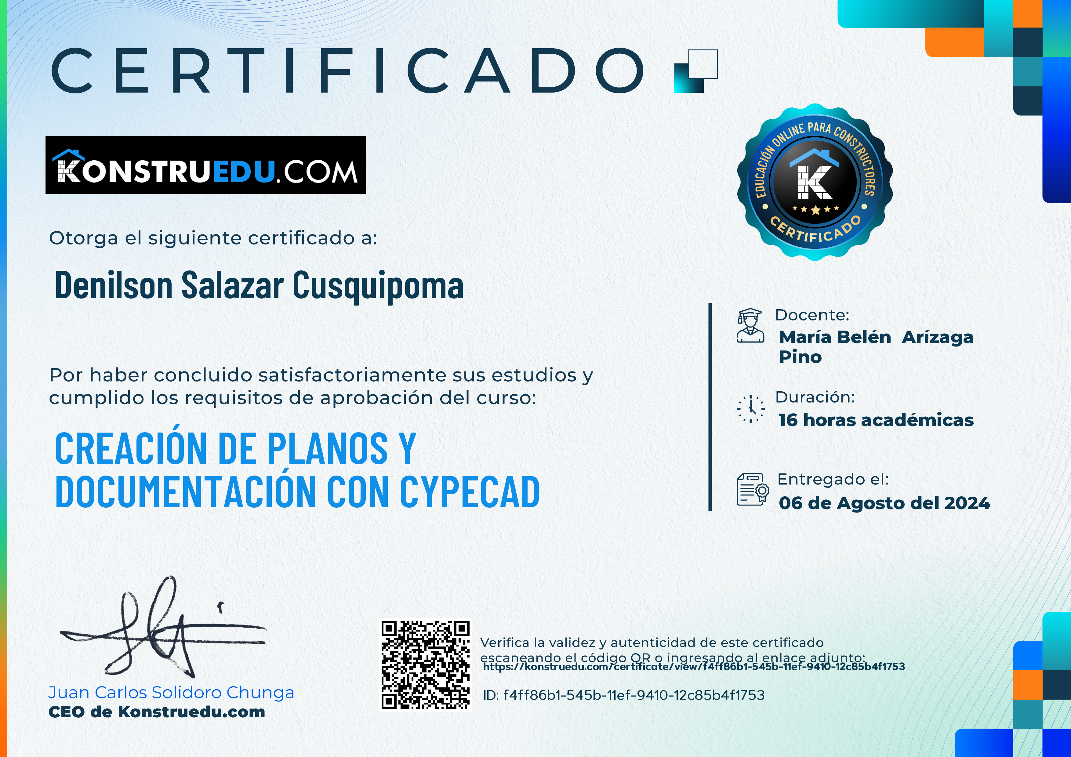 Credencial de Creación de planos y documentación con Cypecad
