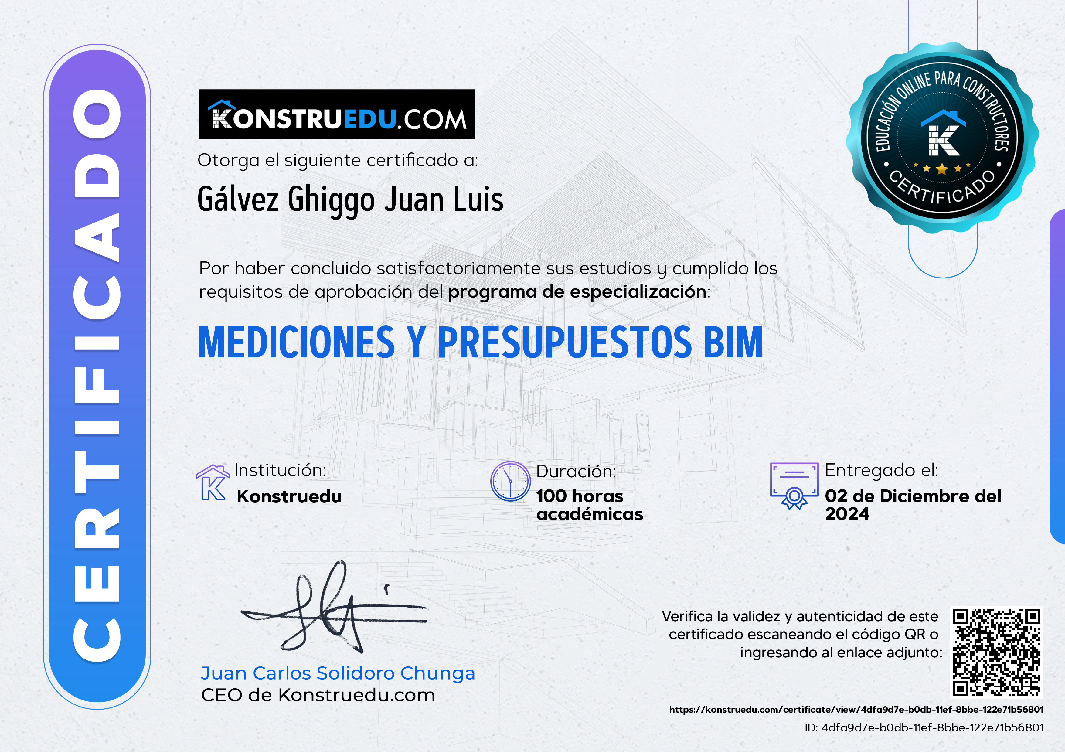 Credencial de Mediciones y Presupuestos BIM