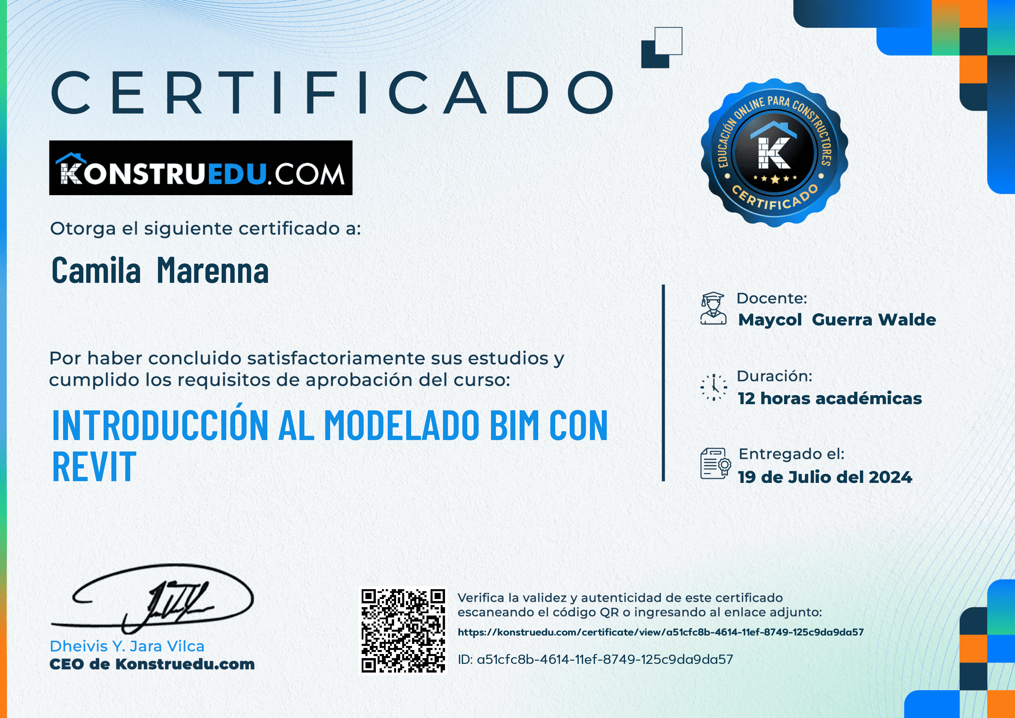Credencial de Introducción al modelado BIM con Revit