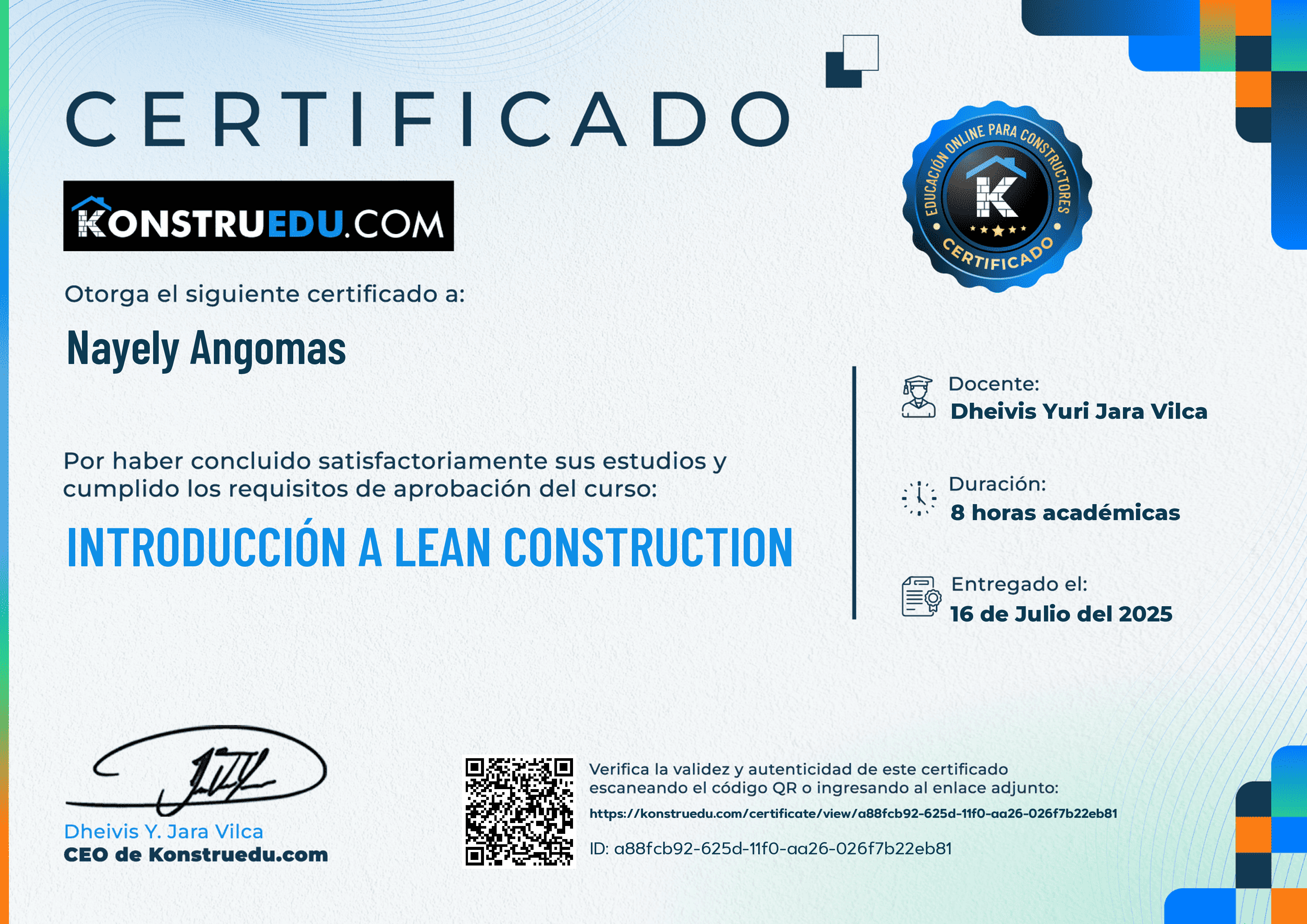 Credencial de Introducción a Lean Construction
