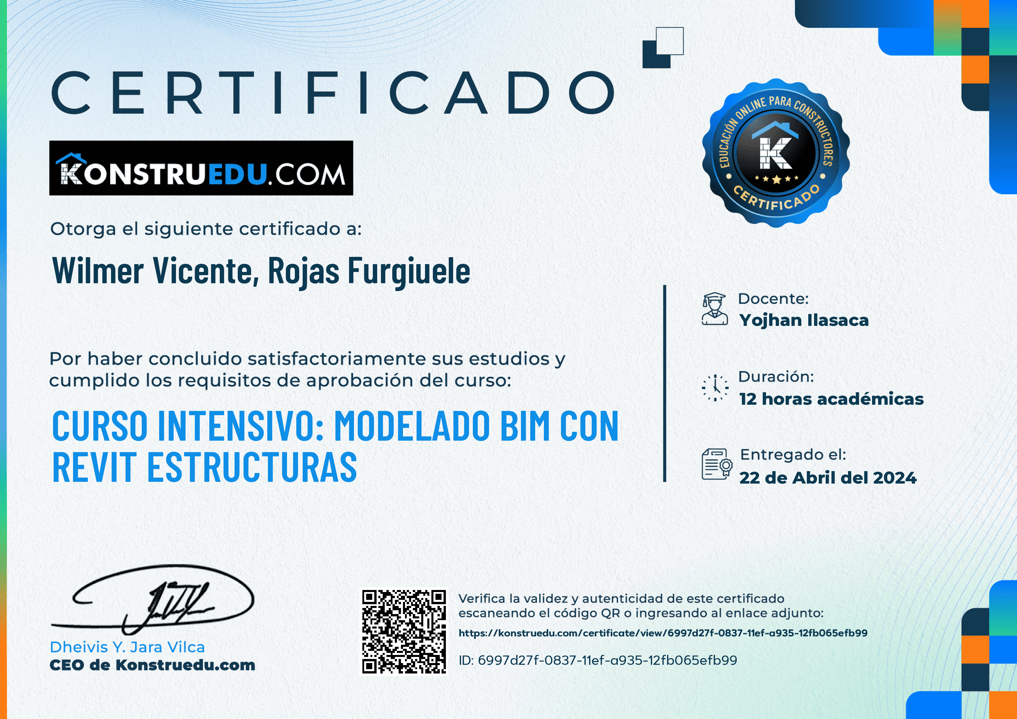 Credencial de Curso intensivo: Modelado BIM con Revit Estructuras