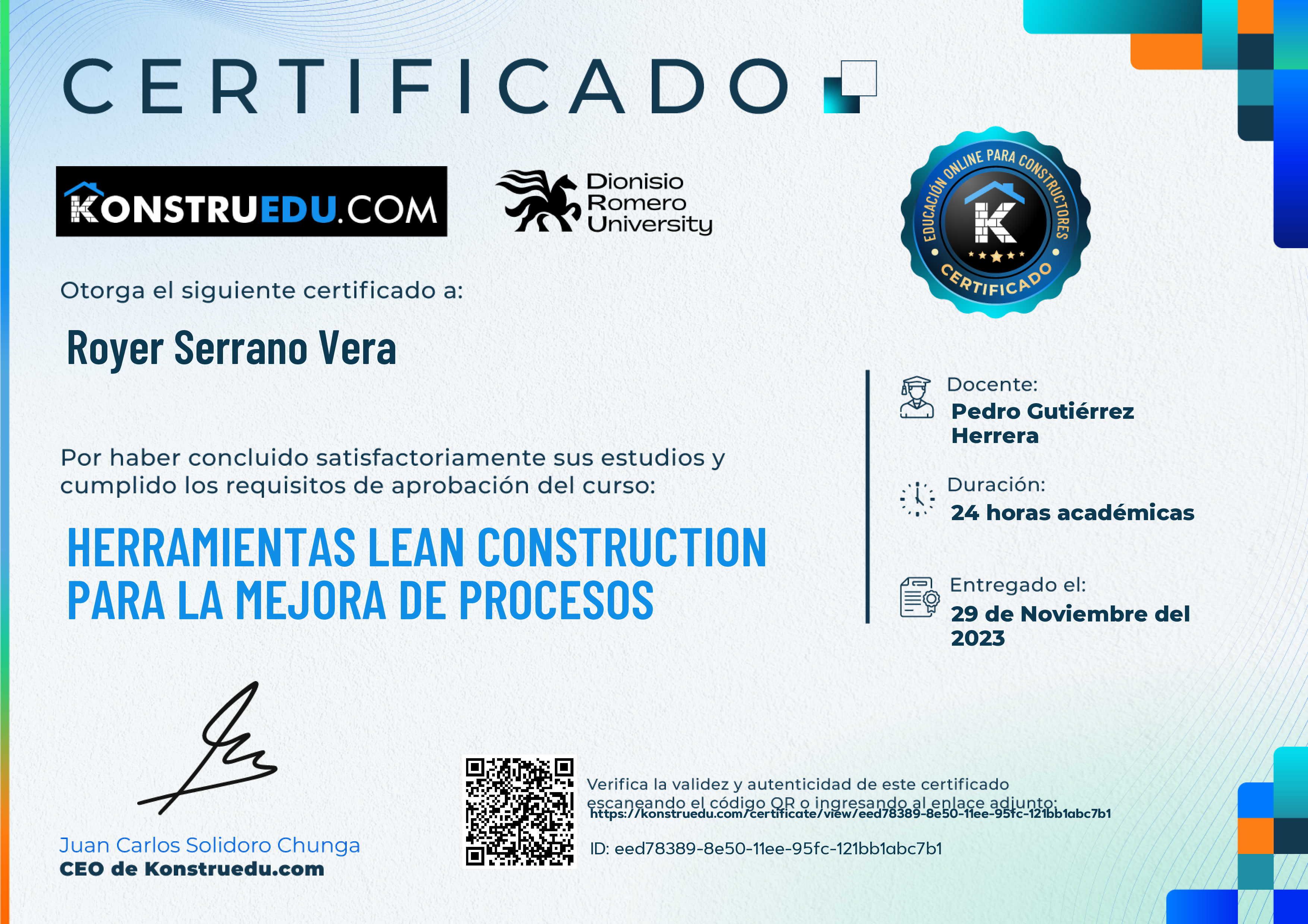 Credencial de Herramientas Lean Construction para la mejora de procesos