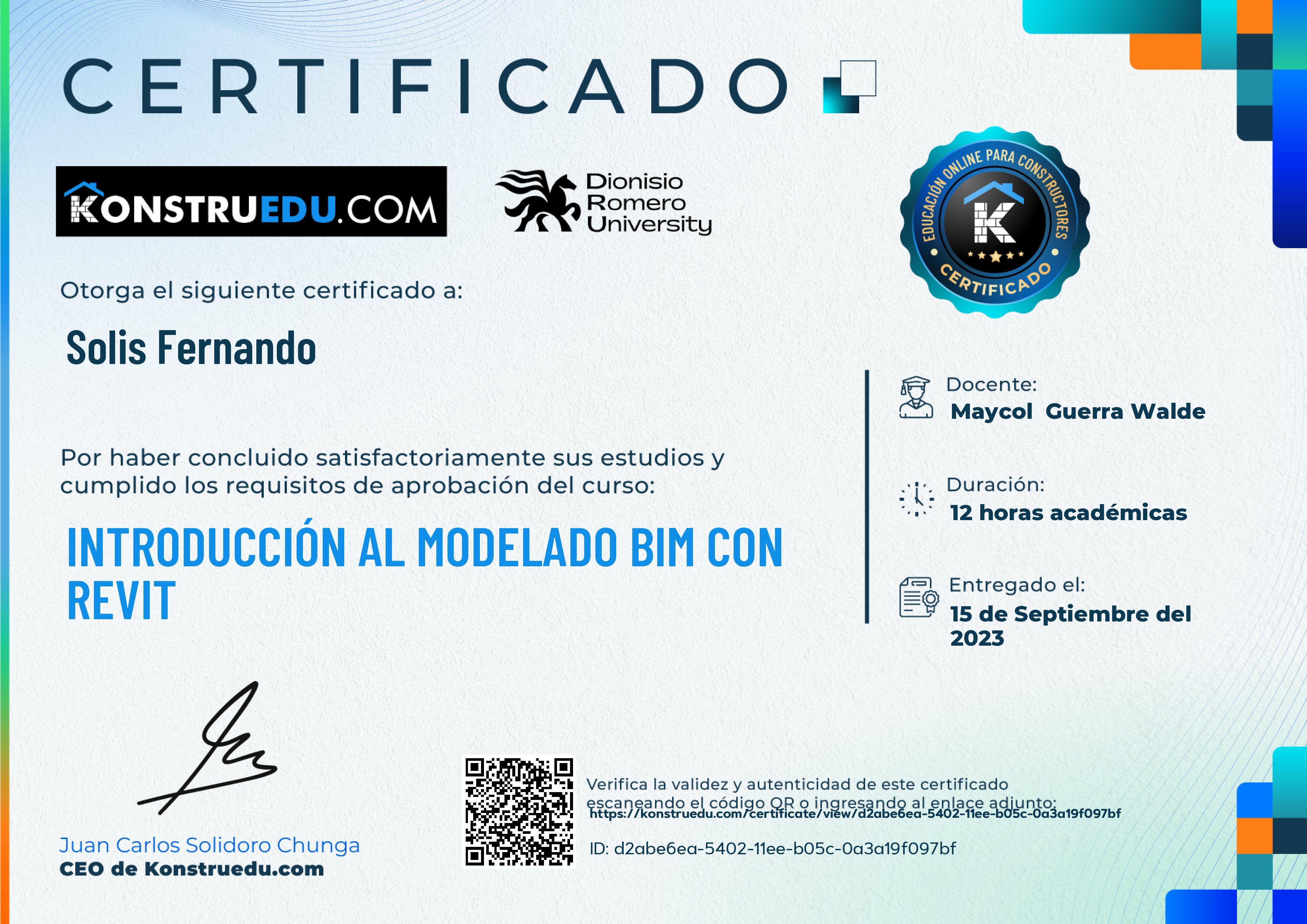 Credencial de Introducción al modelado BIM con Revit