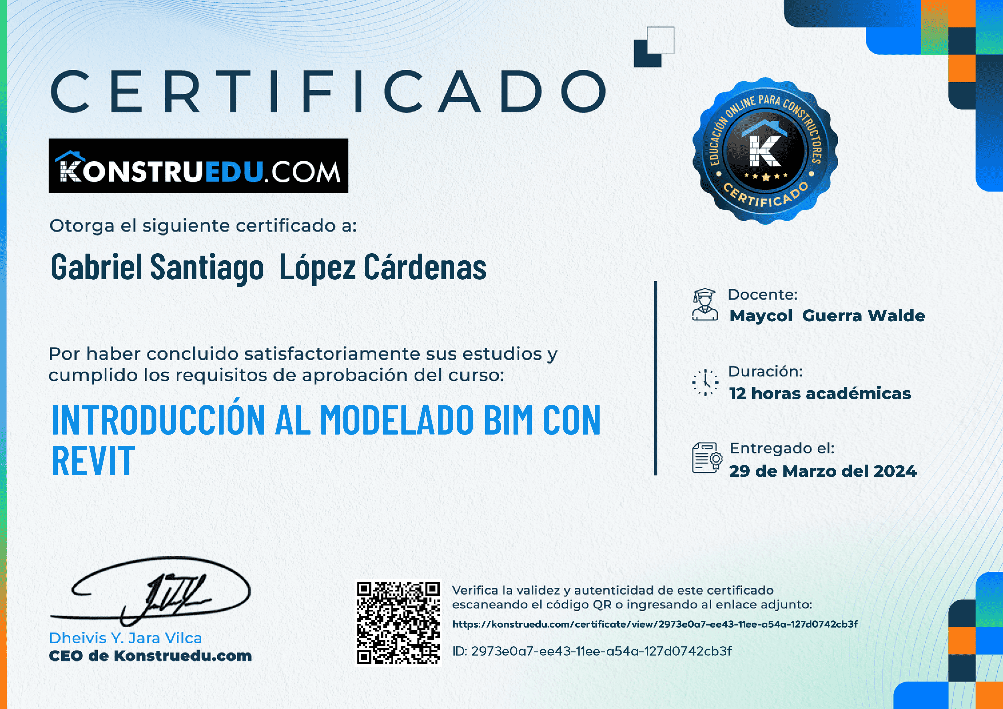Credencial de Introducción al modelado BIM con Revit