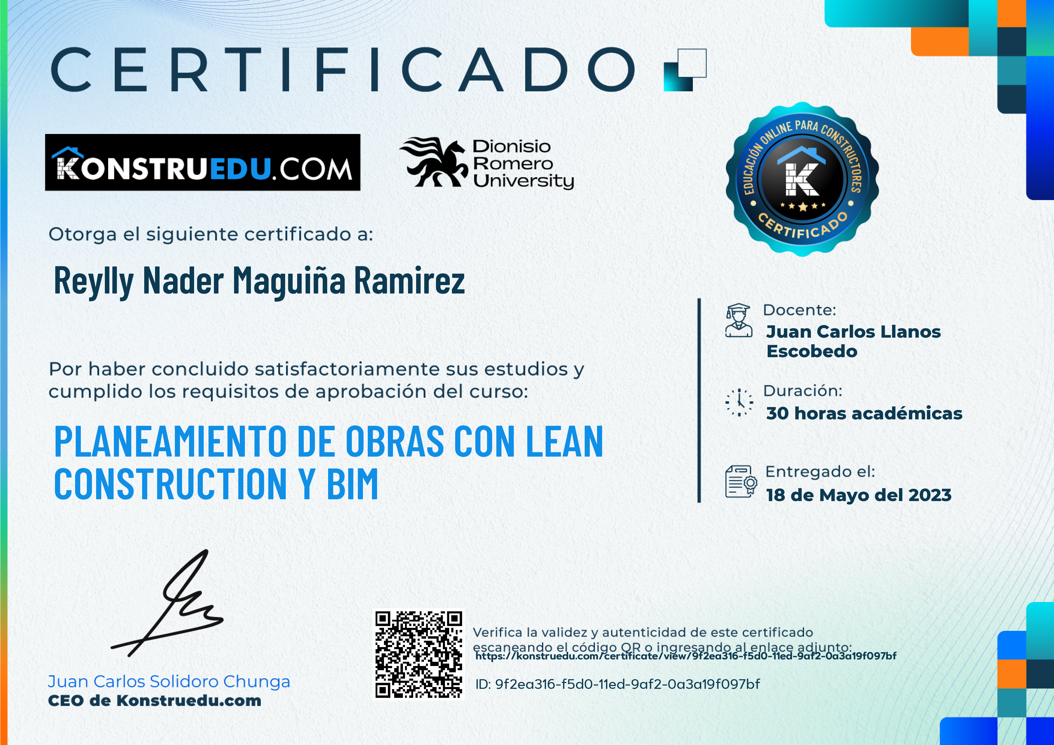 Credencial de Planeamiento de obras con Lean Construction y BIM