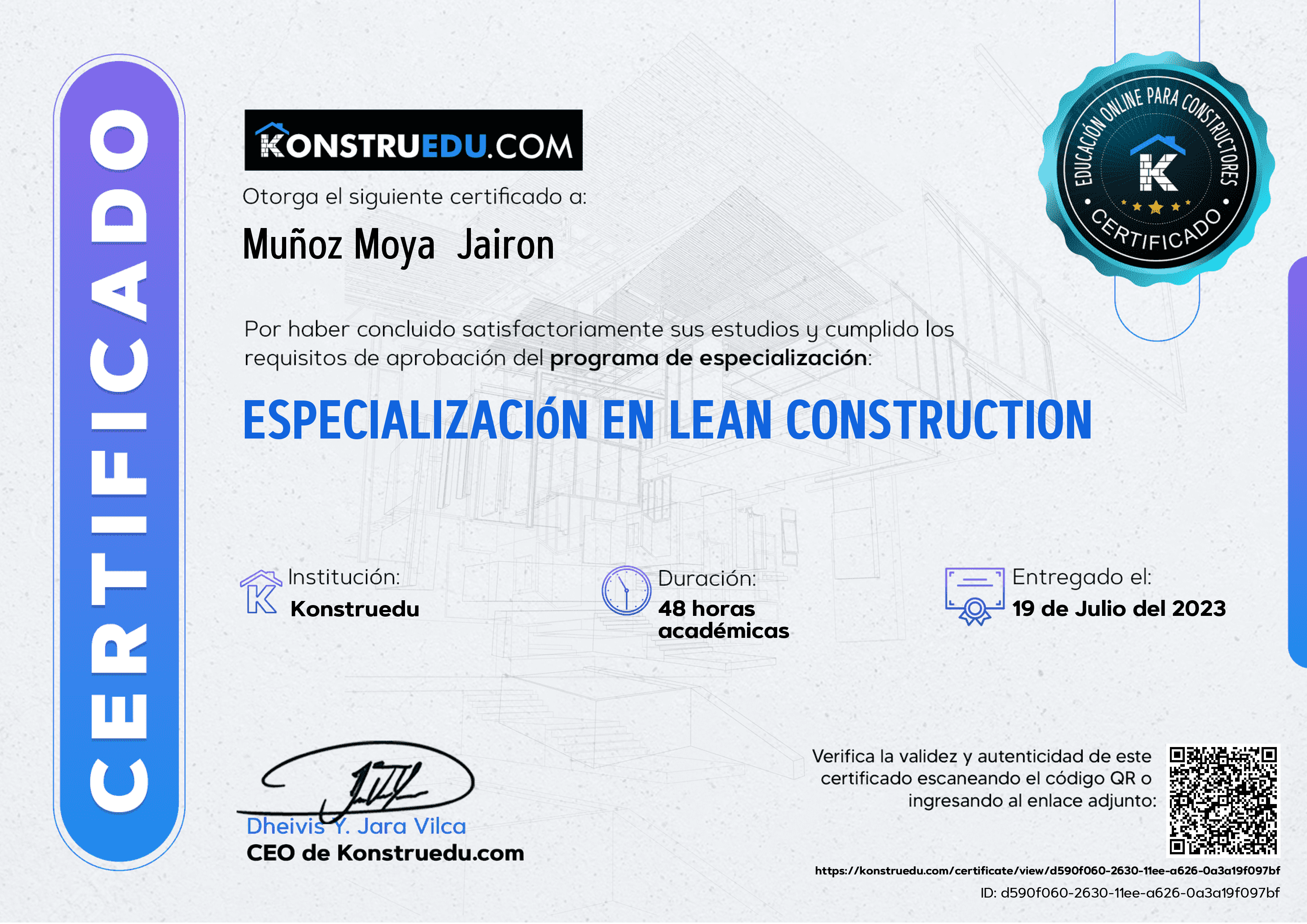 Credencial de Especialización en LEAN Construction