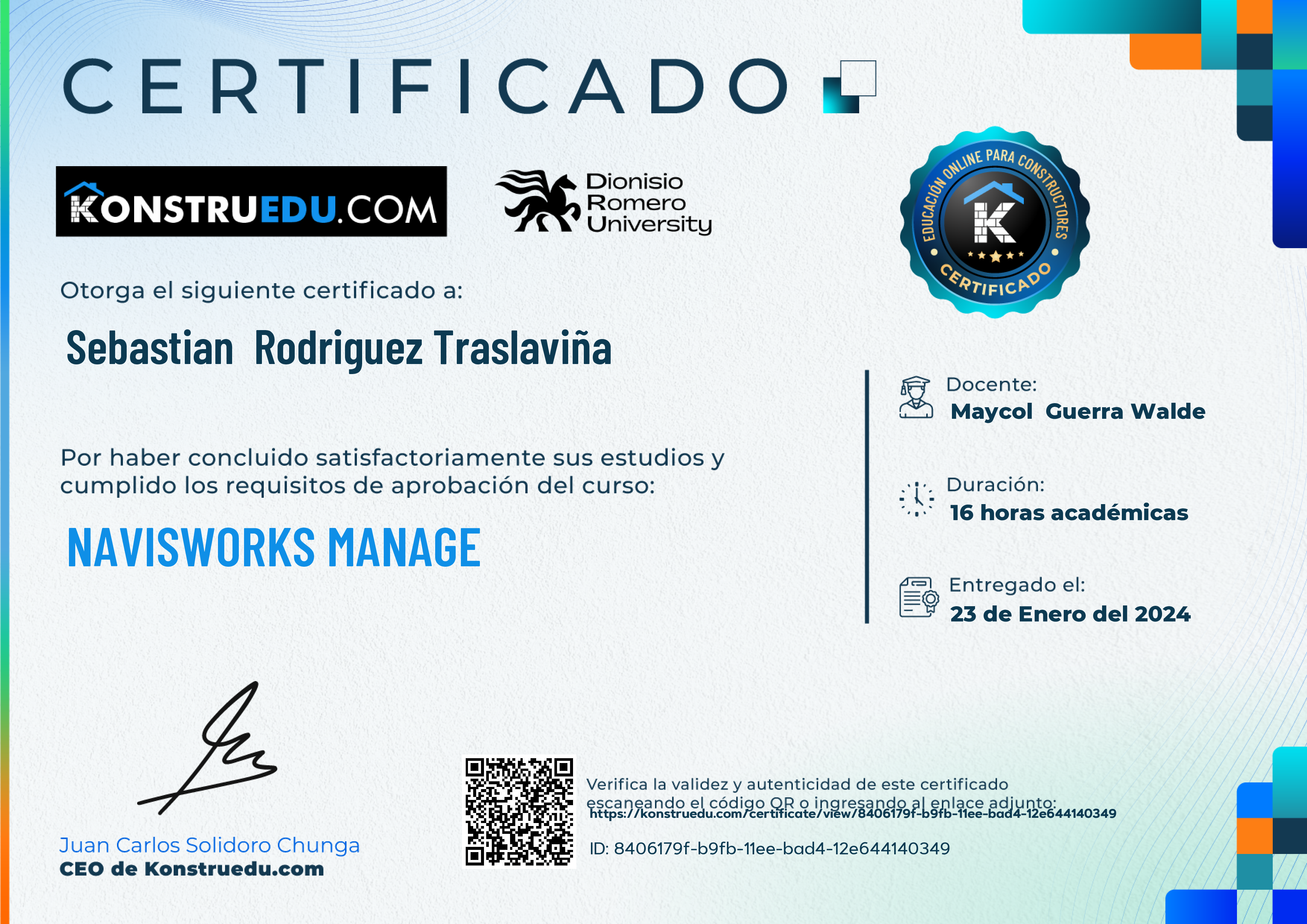Credencial de Navisworks Manage