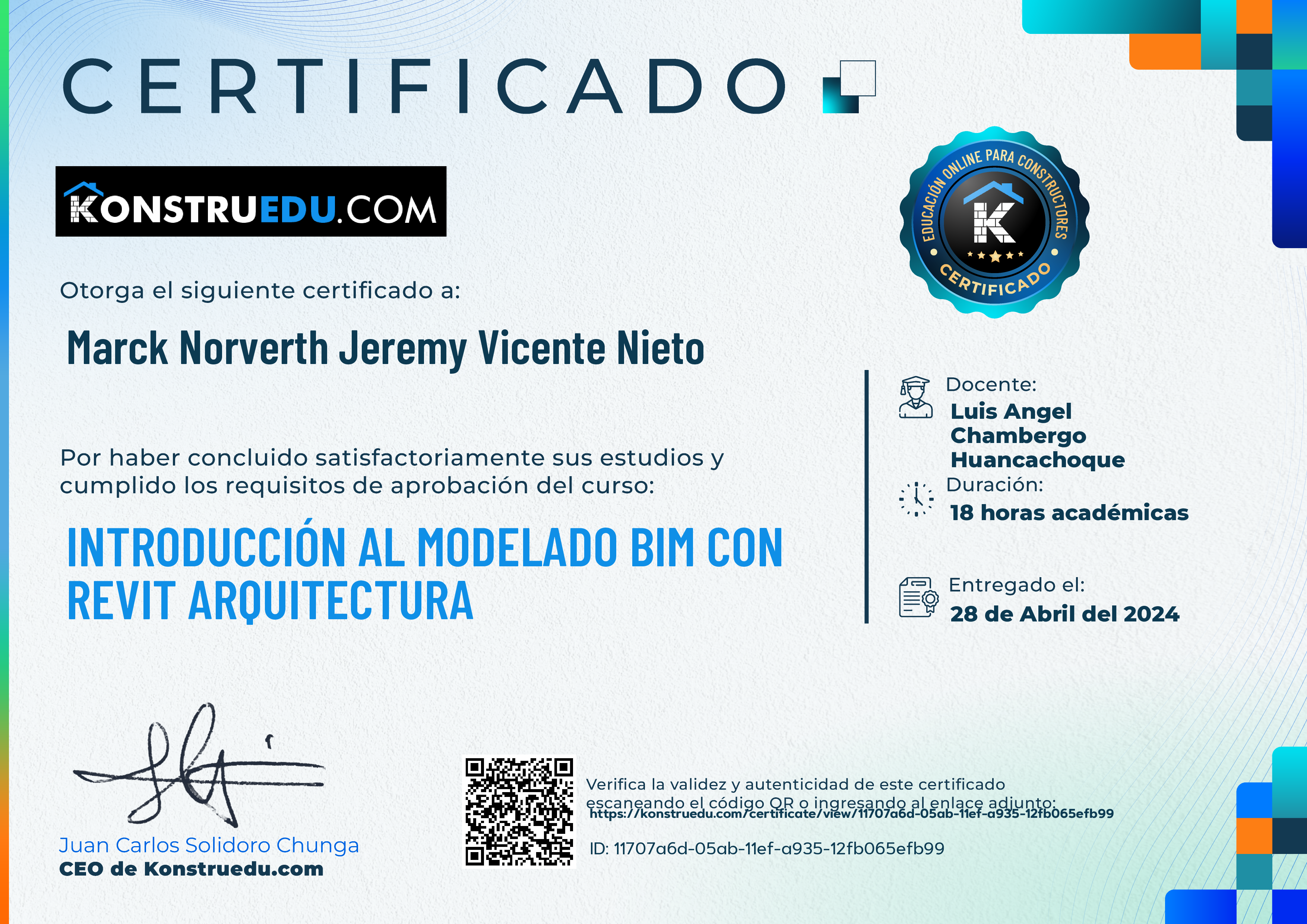 Credencial de Introducción al modelado BIM con Revit Arquitectura