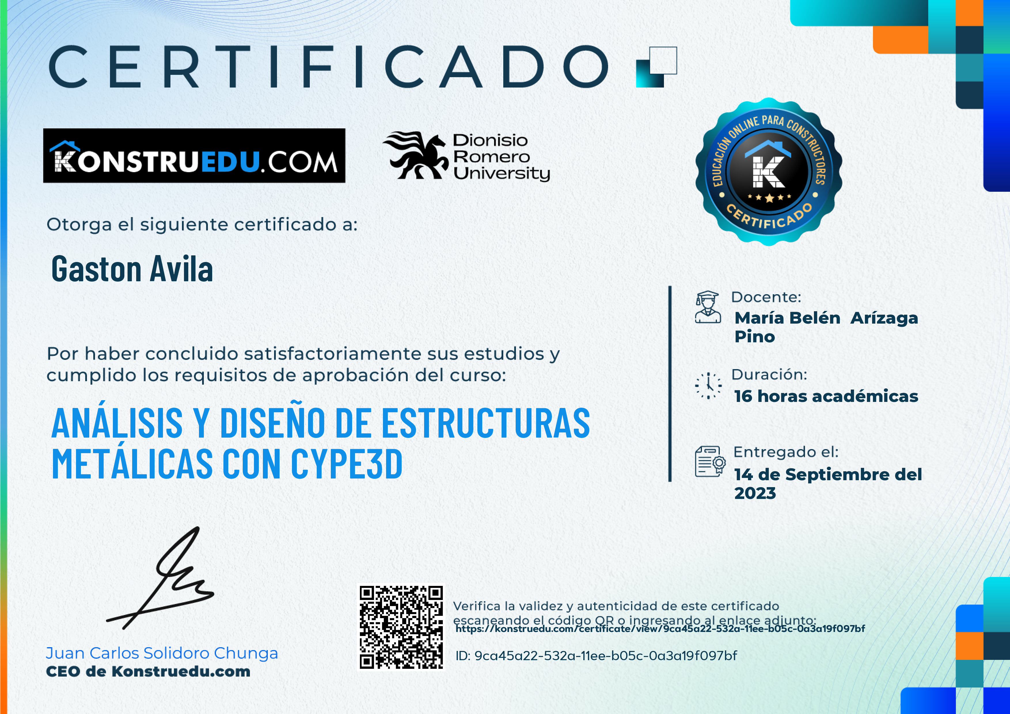 Credencial de Análisis y diseño de estructuras metálicas con CYPE3D