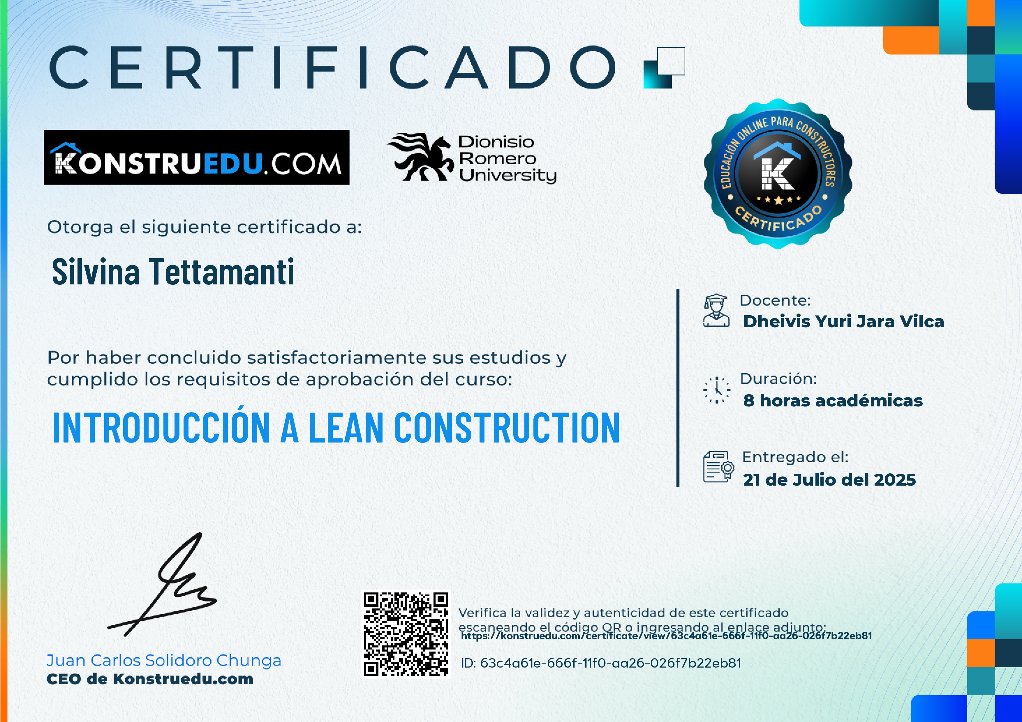 Credencial de Introducción a Lean Construction
