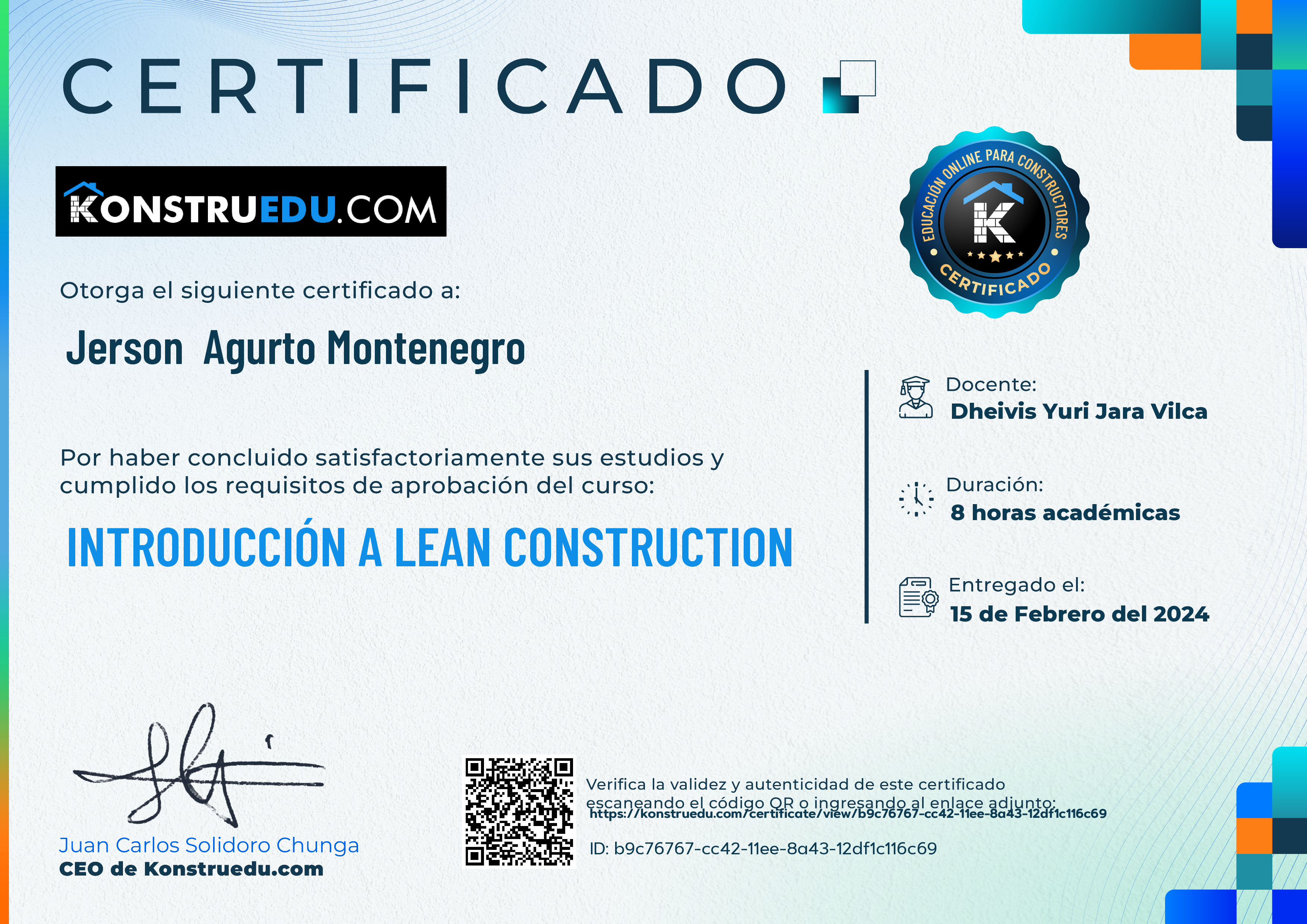 Credencial de Introducción a Lean Construction