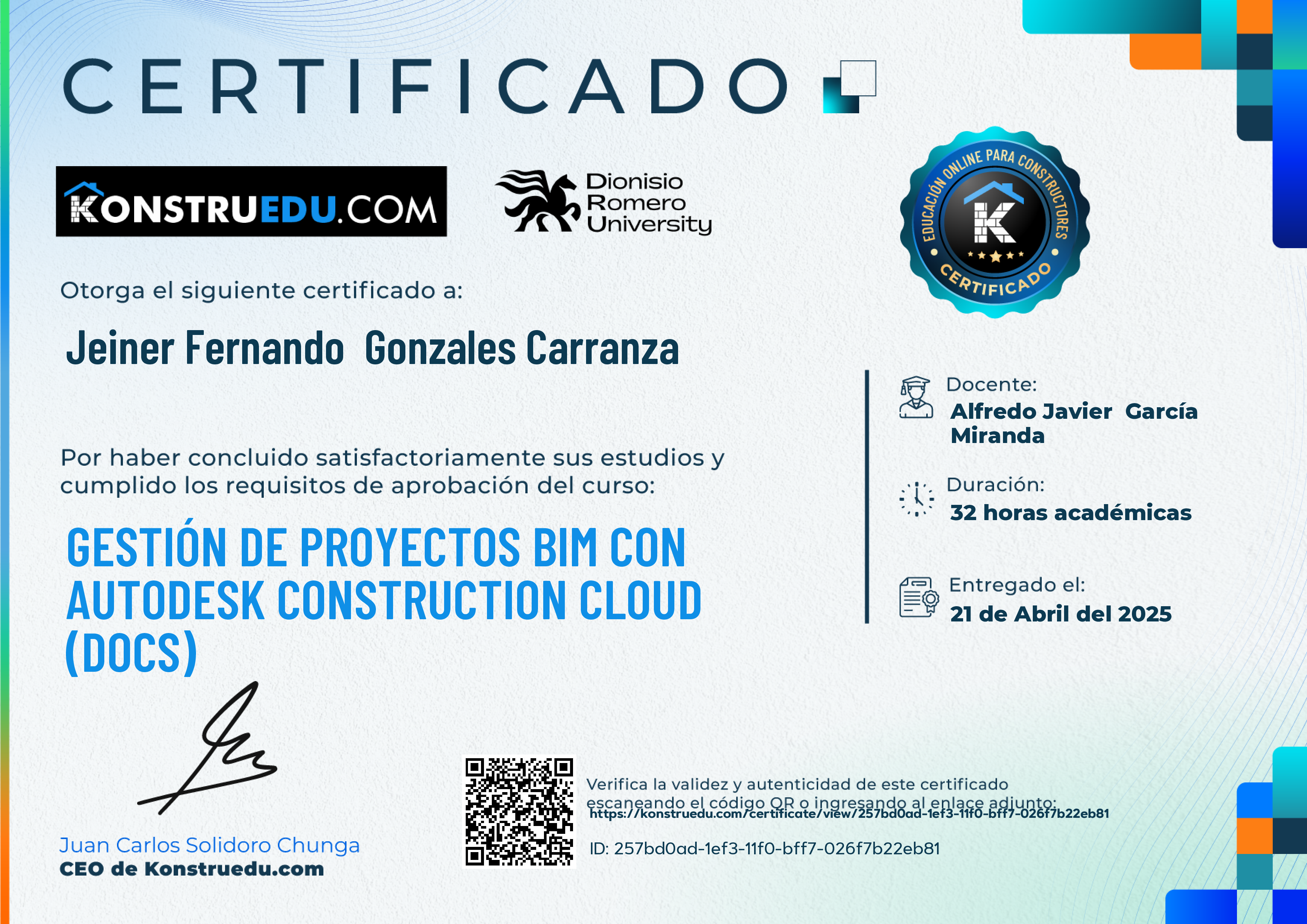 Credencial de Gestión de Proyectos BIM con Autodesk Construction Cloud (Docs)