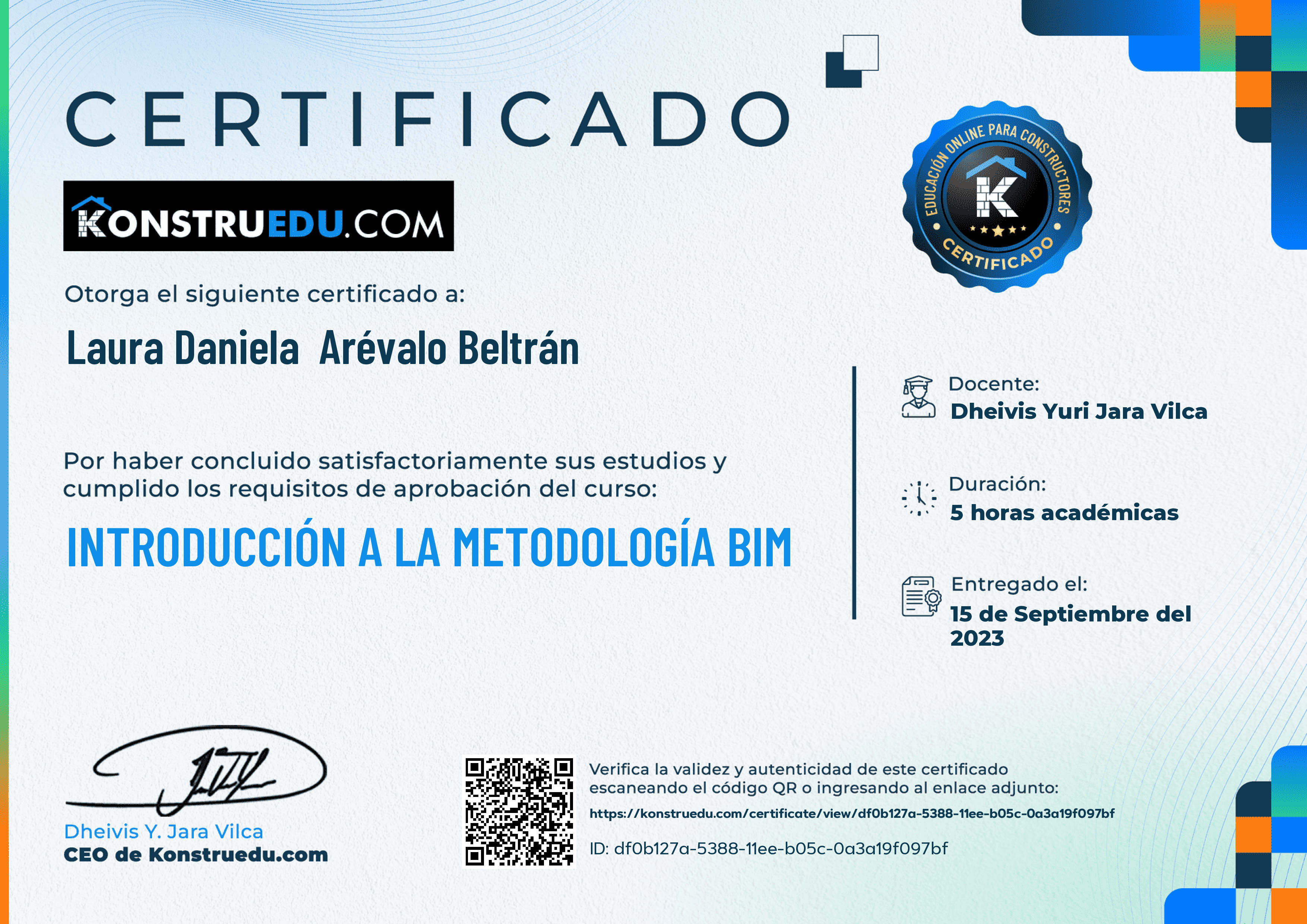 Credencial de Curso acelerado: Introducción a la metodología BIM