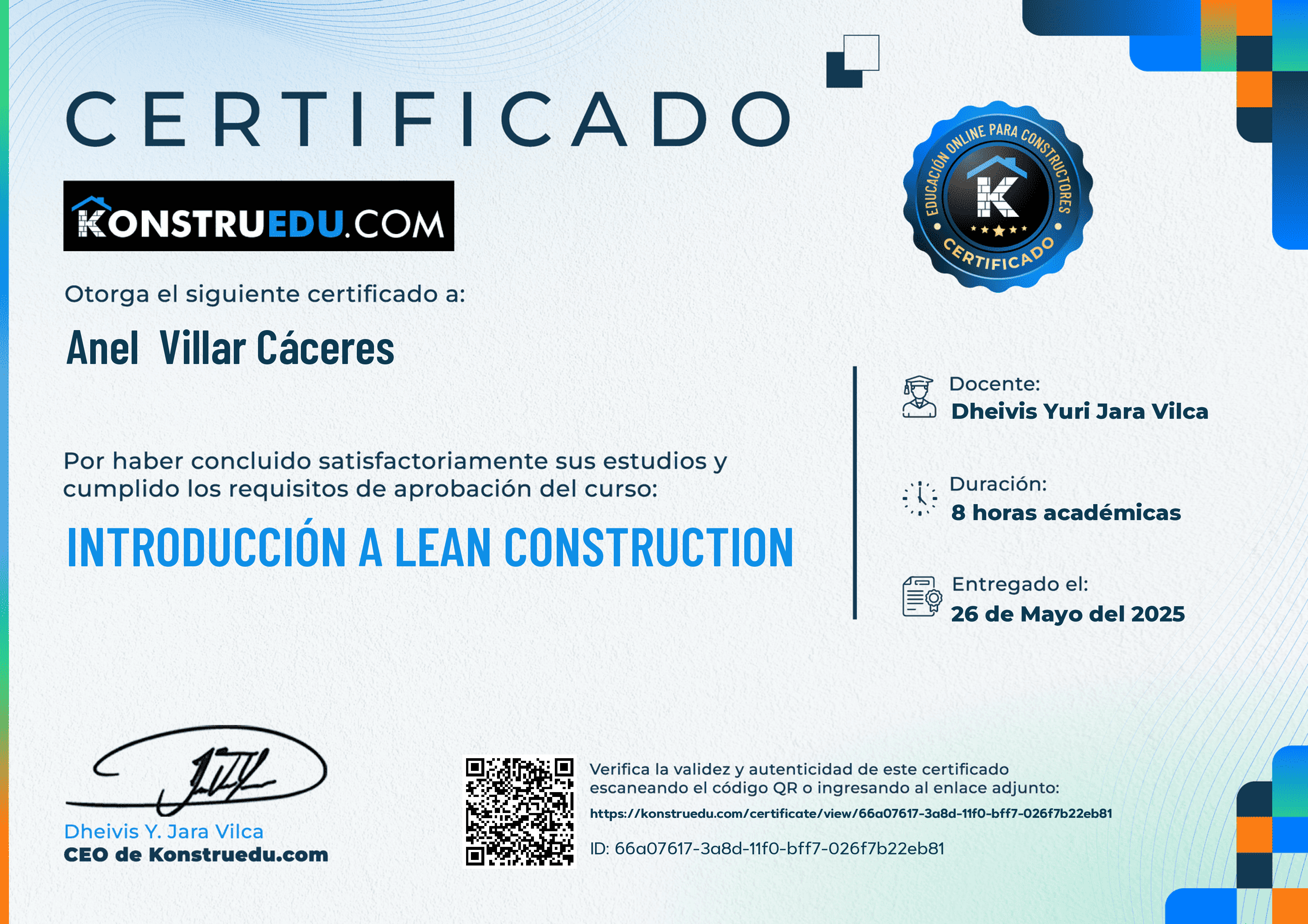Credencial de Introducción a Lean Construction