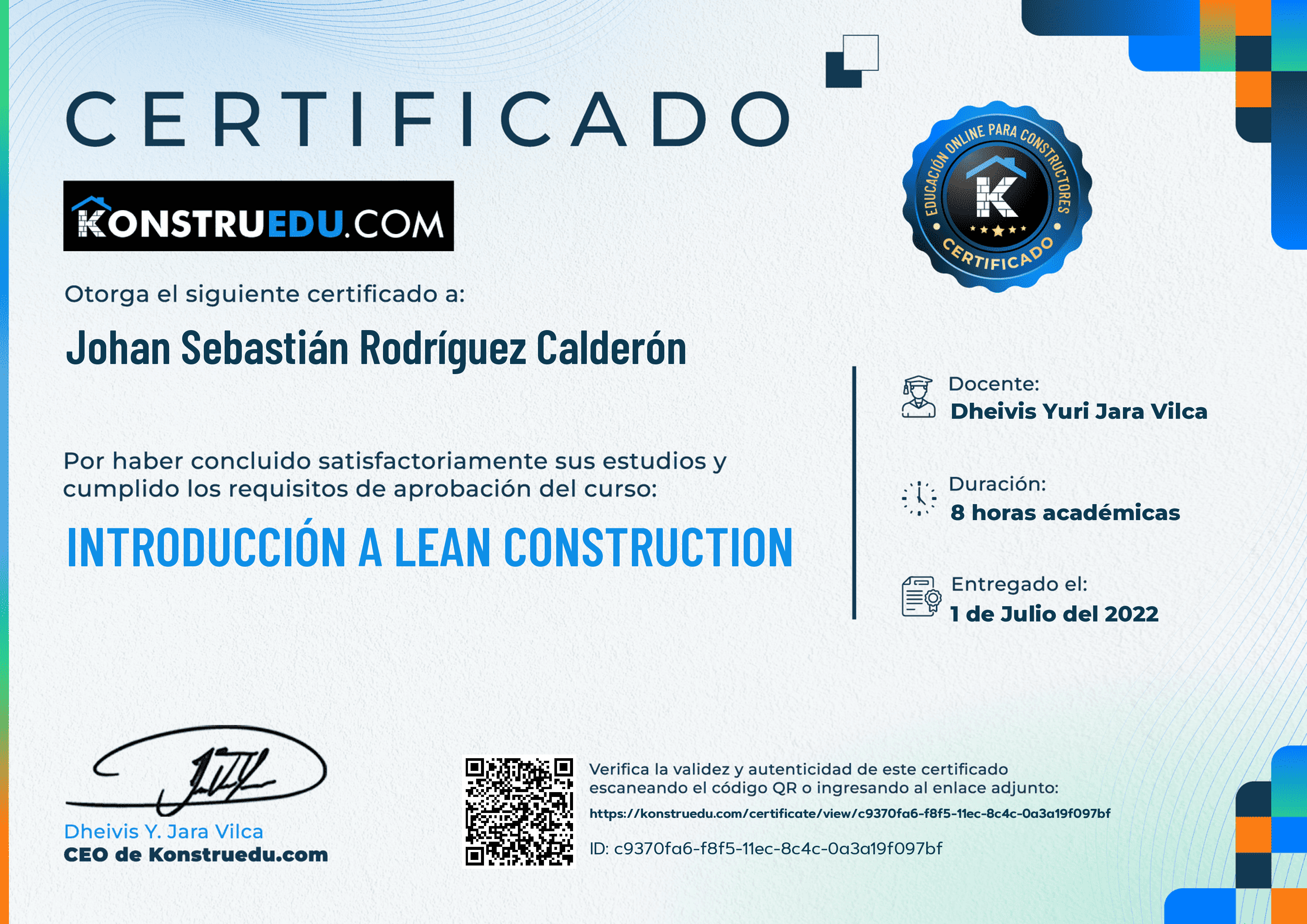 Credencial de Introducción a Lean Construction