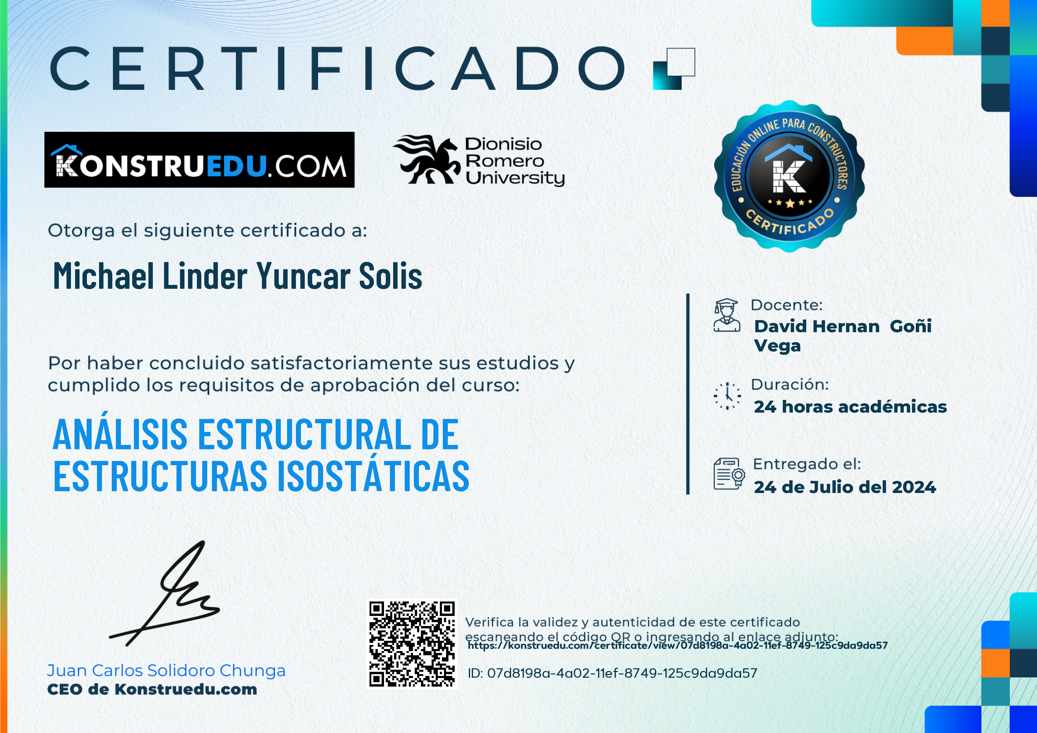 Credencial de Análisis estructural de estructuras isostáticas