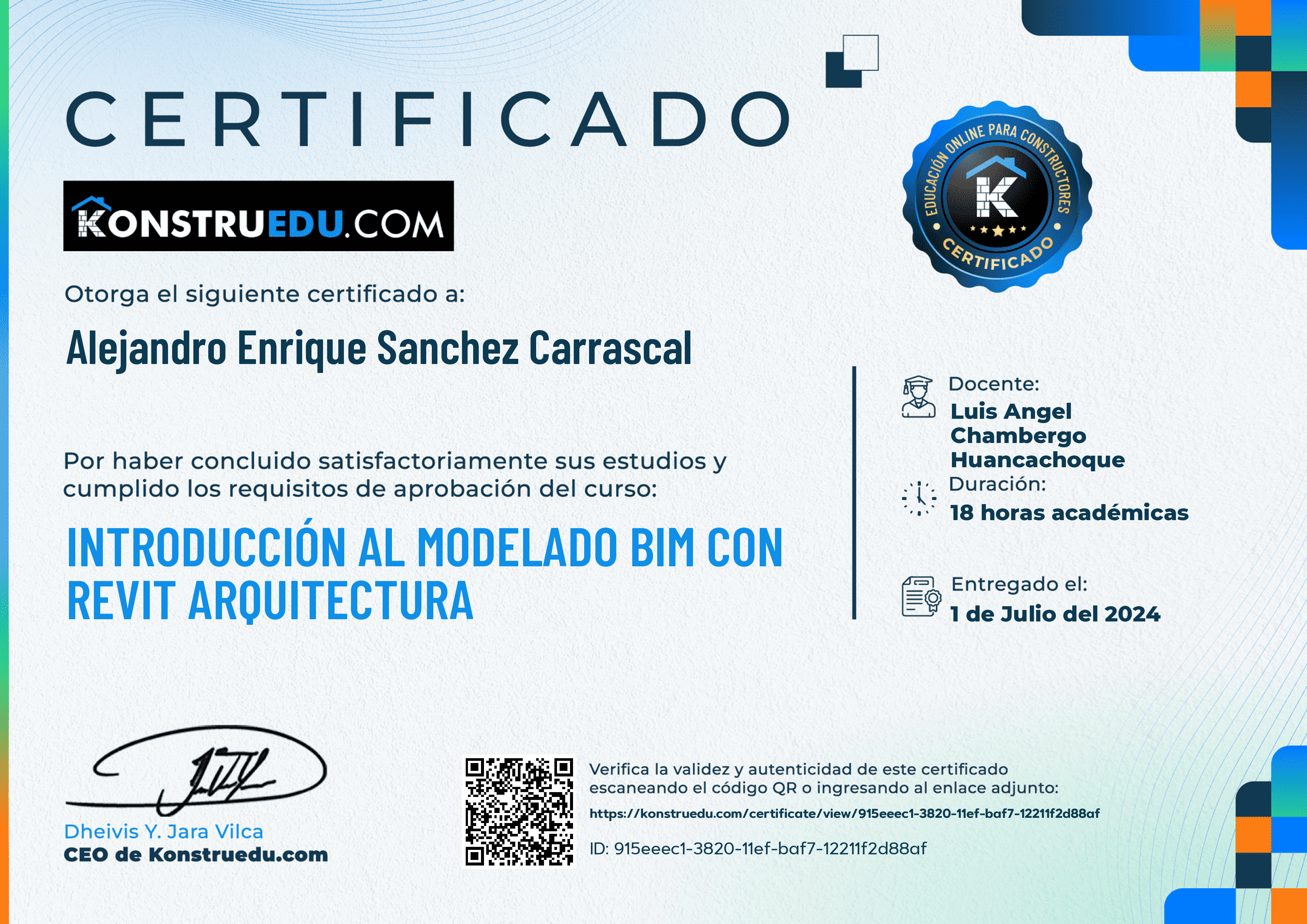 Credencial de Introducción al modelado BIM con Revit Arquitectura