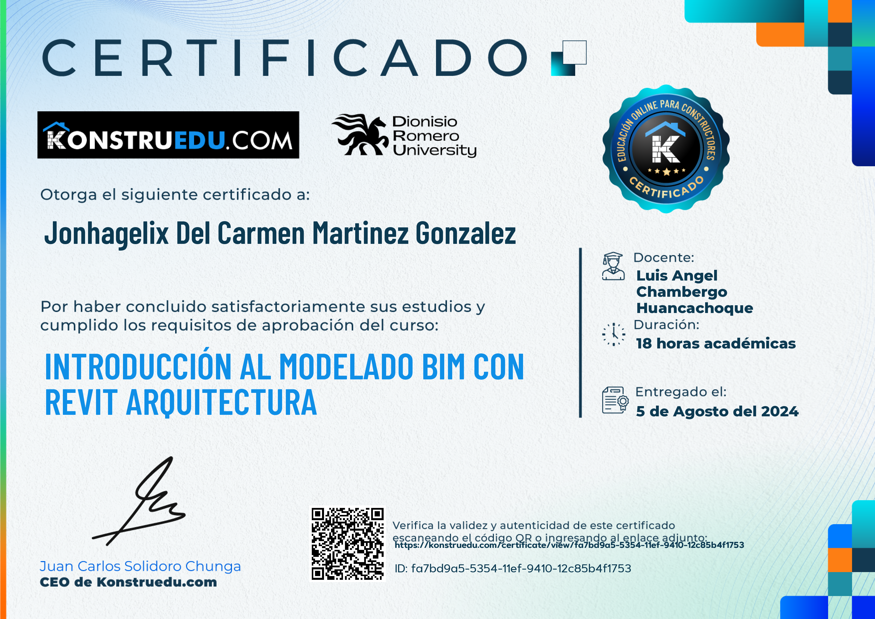 Credencial de Introducción al modelado BIM con Revit Arquitectura
