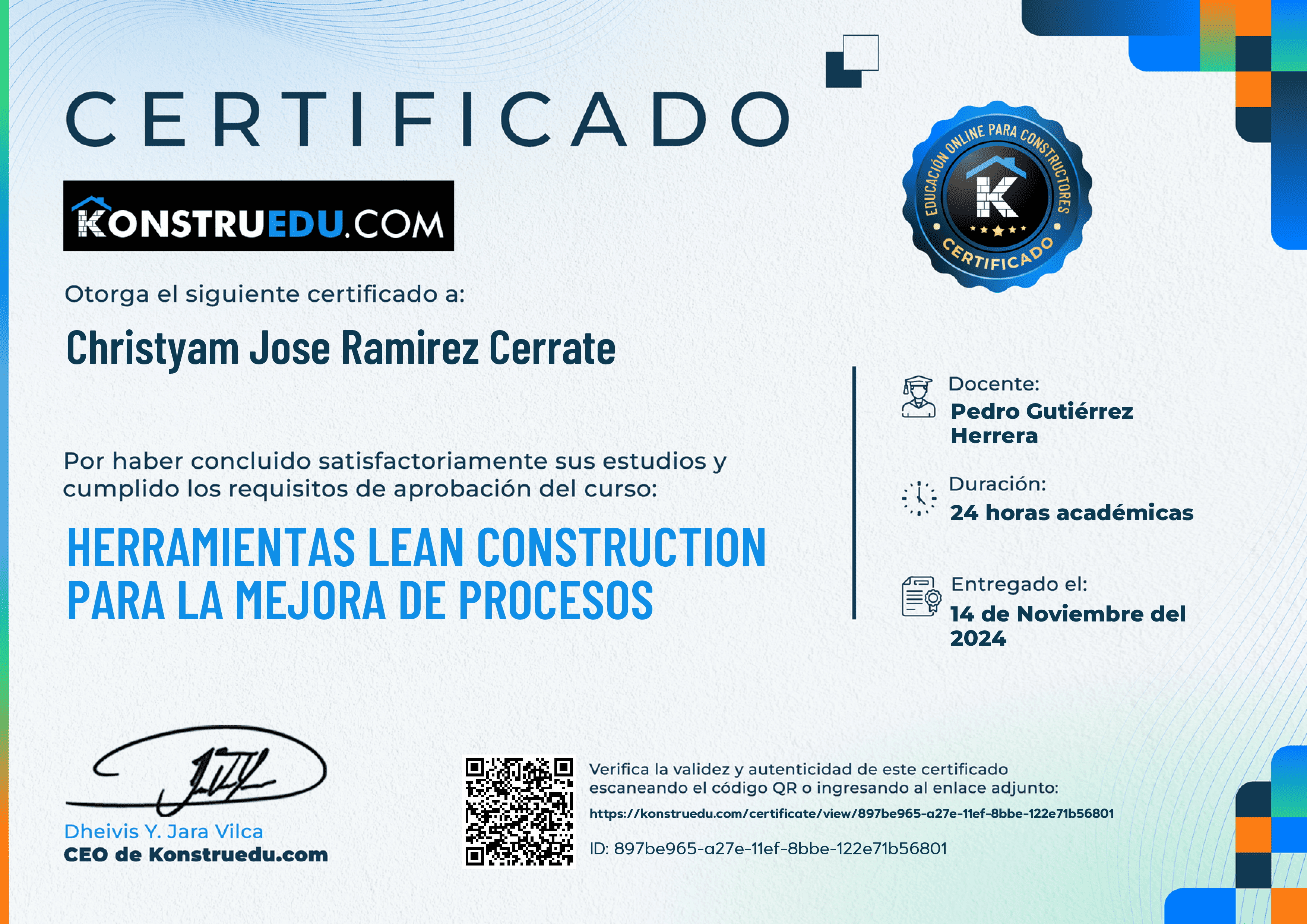 Credencial de Herramientas Lean Construction para la mejora de procesos
