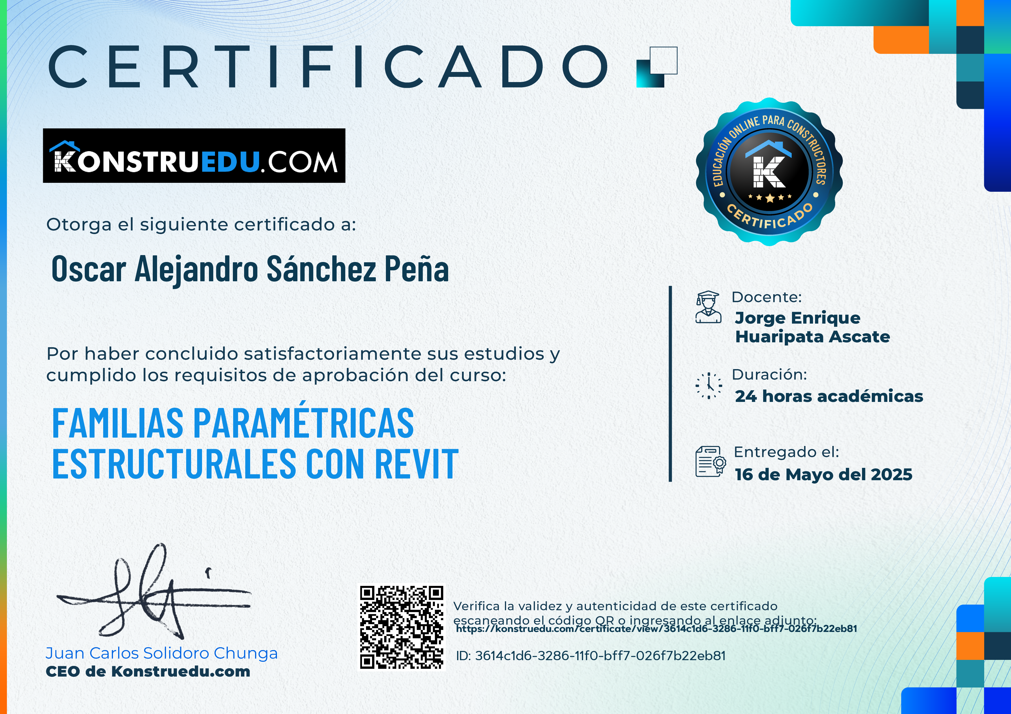 Credencial de Familias paramétricas estructurales con Revit