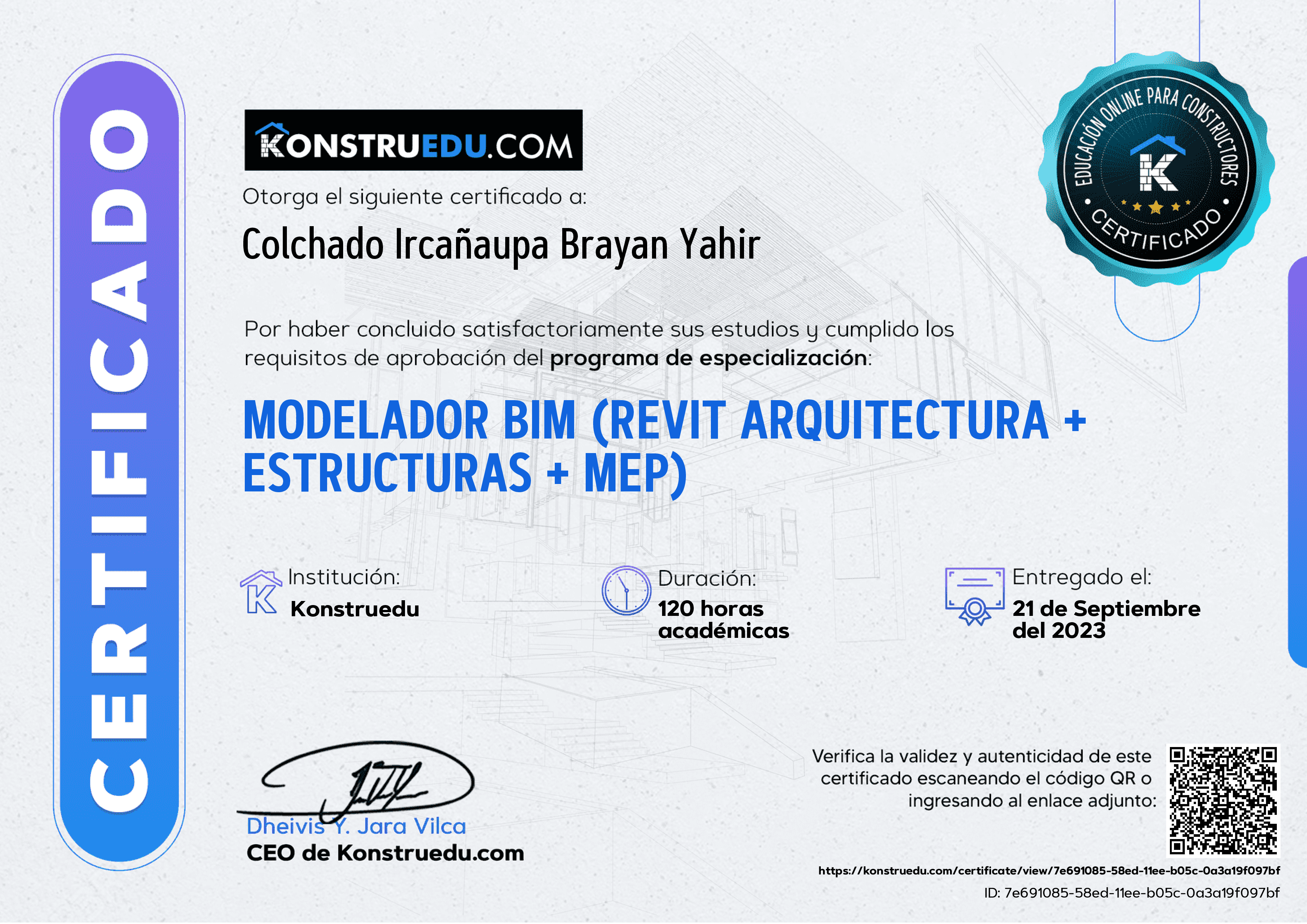 Credencial de Especialización en Modelador BIM - 2da Edición