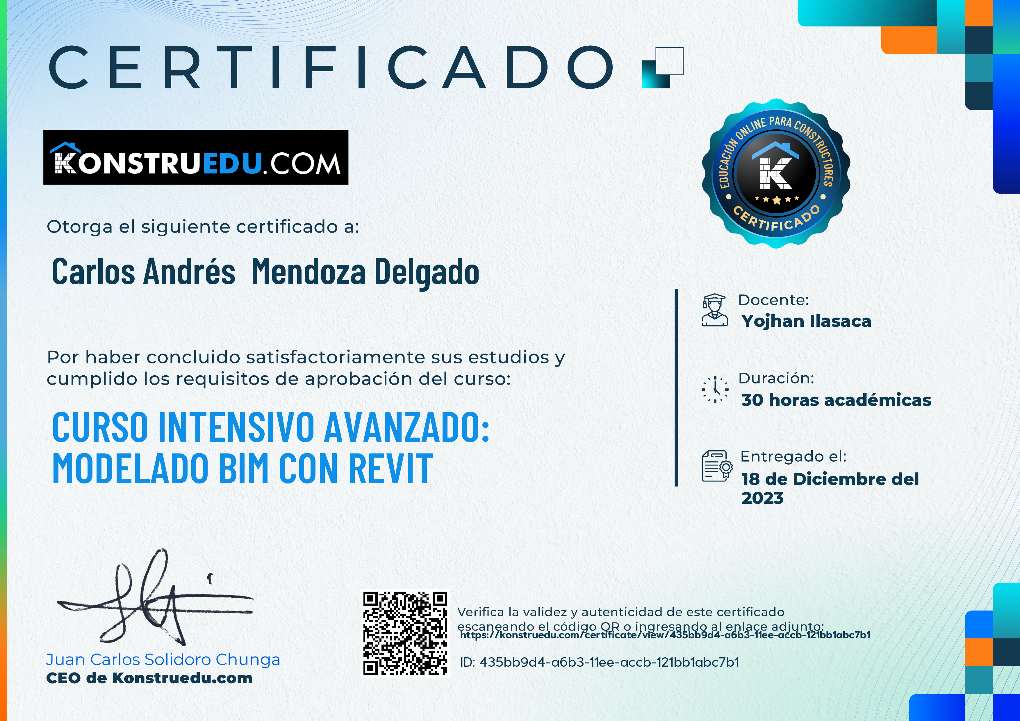 Credencial de Curso intensivo 3ra Edición: Modelado BIM con Revit Avanzado