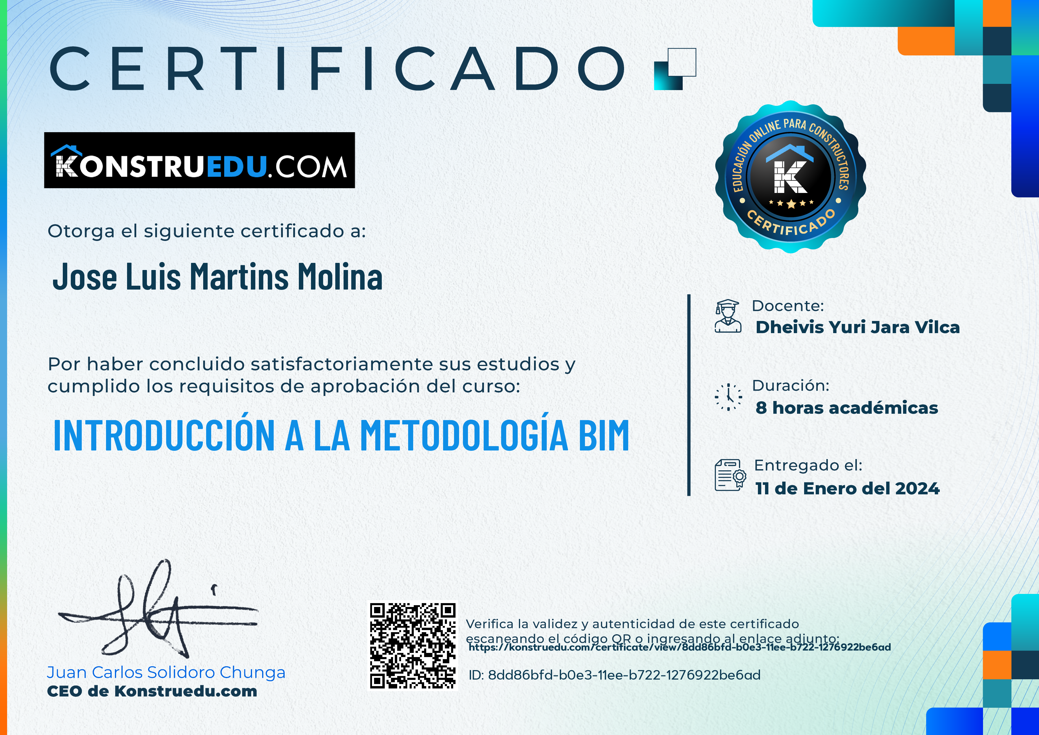 Credencial de Introducción a la metodología BIM