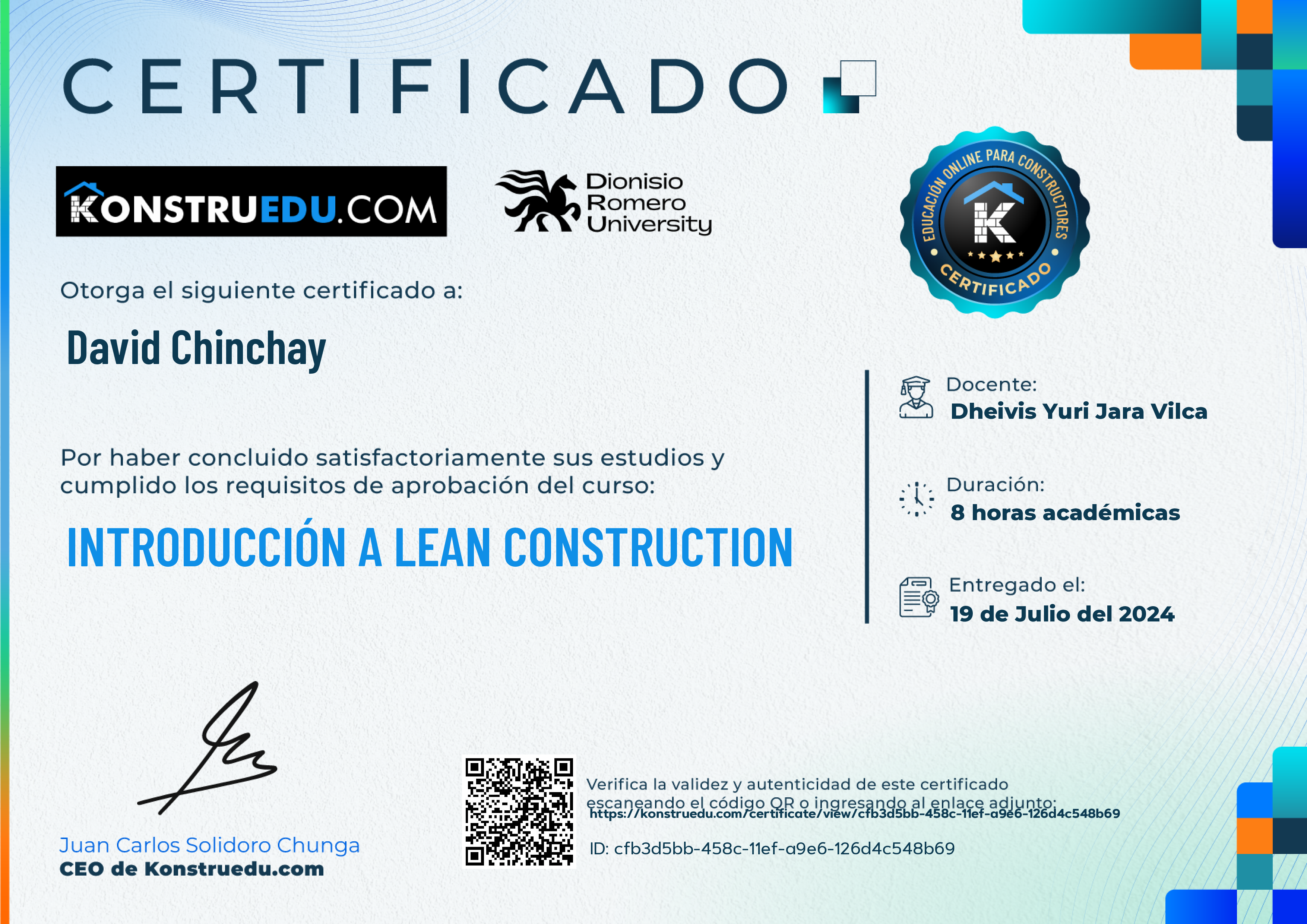 Credencial de Introducción a Lean Construction