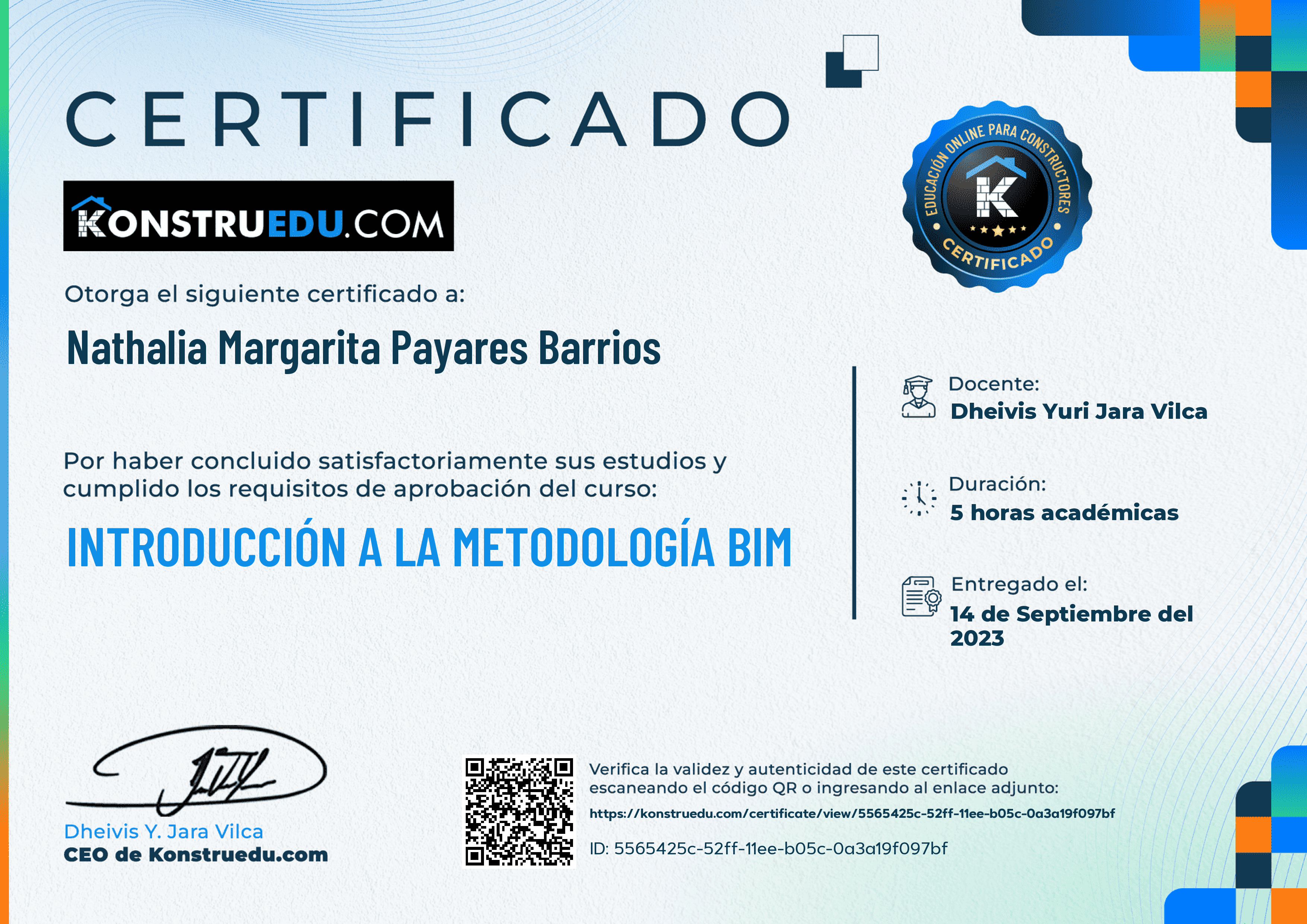 Credencial de Curso acelerado: Introducción a la metodología BIM