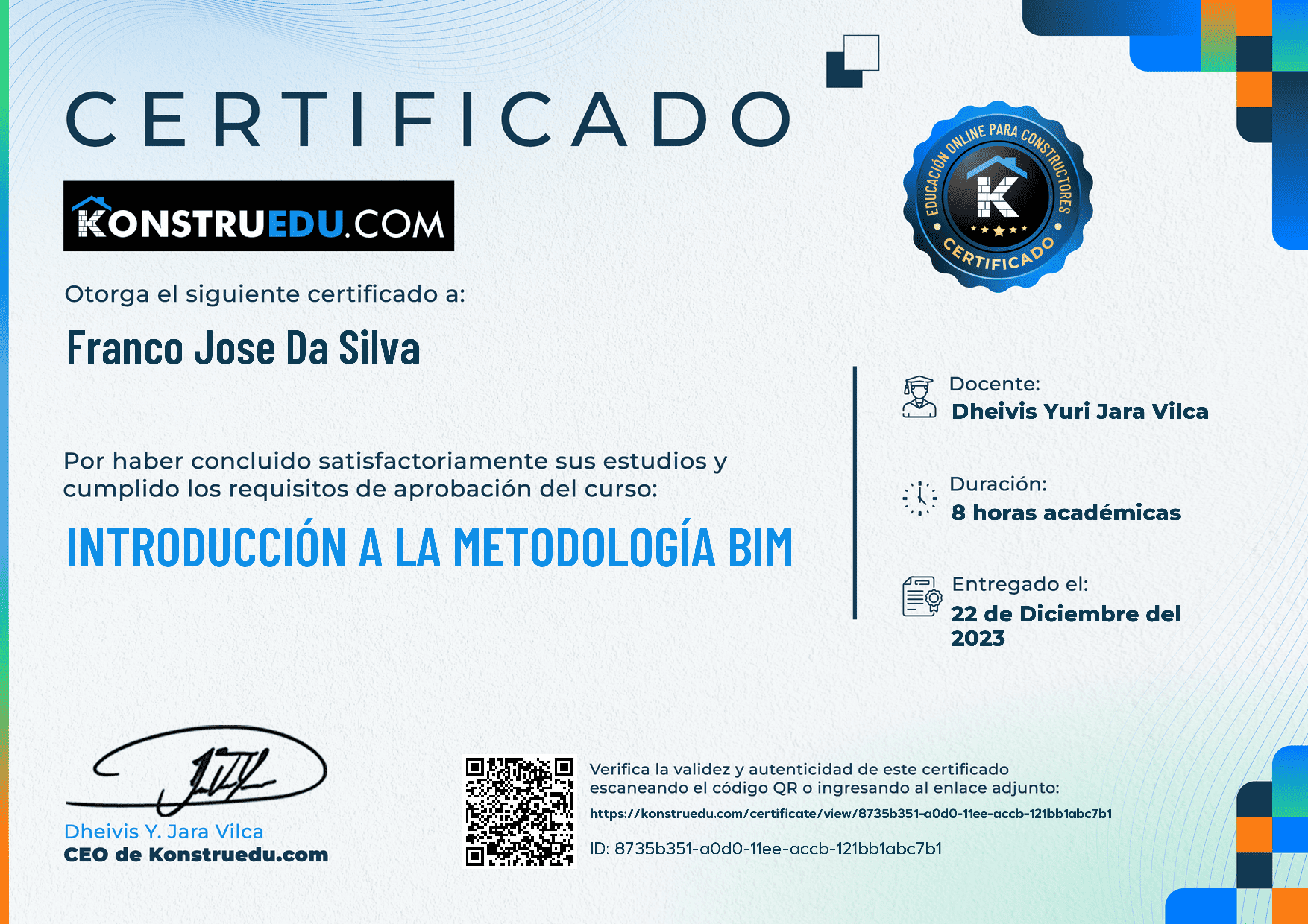 Credencial de Introducción a la metodología BIM