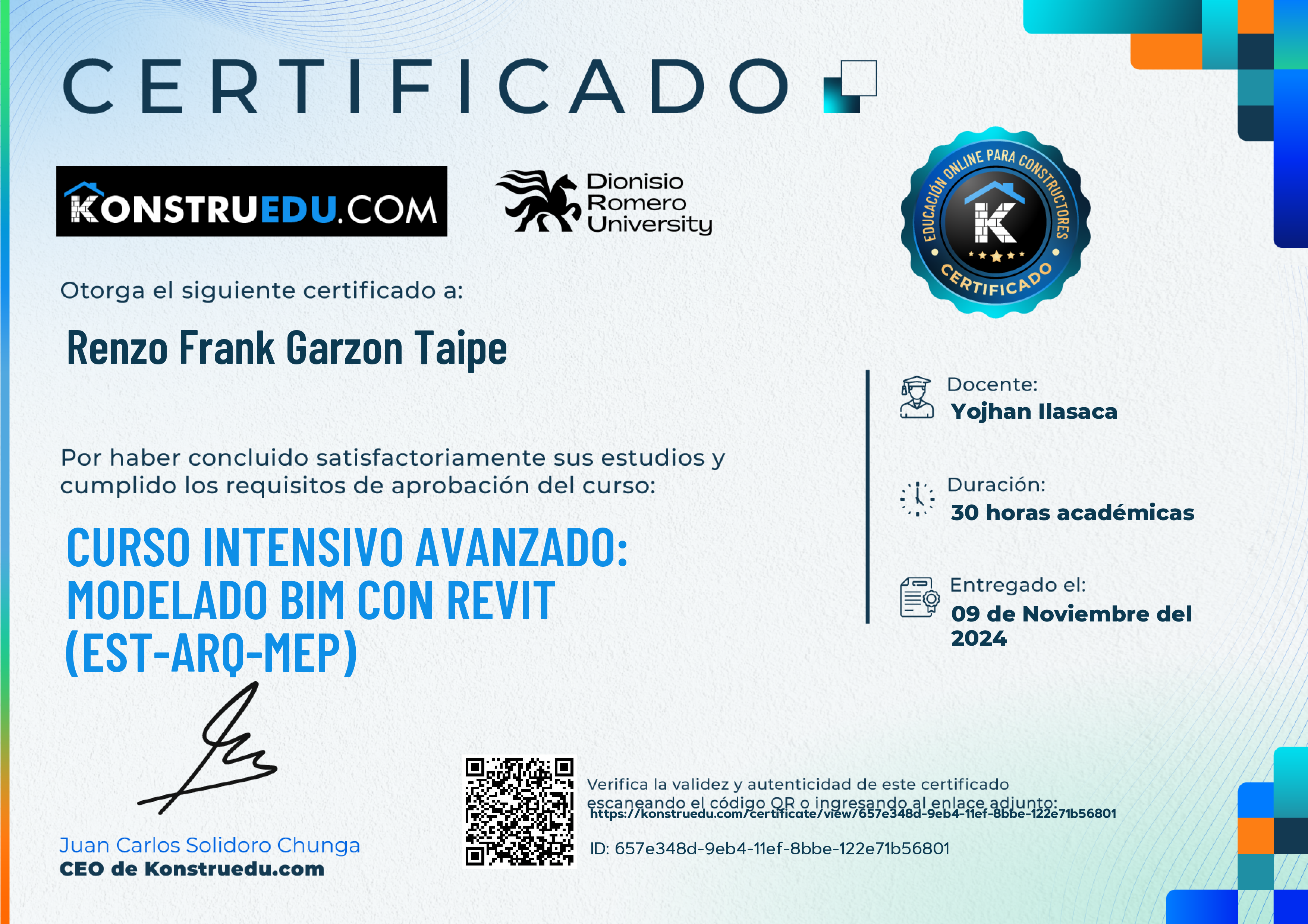 Credencial de Curso intensivo 6ta Edición: Modelado BIM con Revit Avanzado