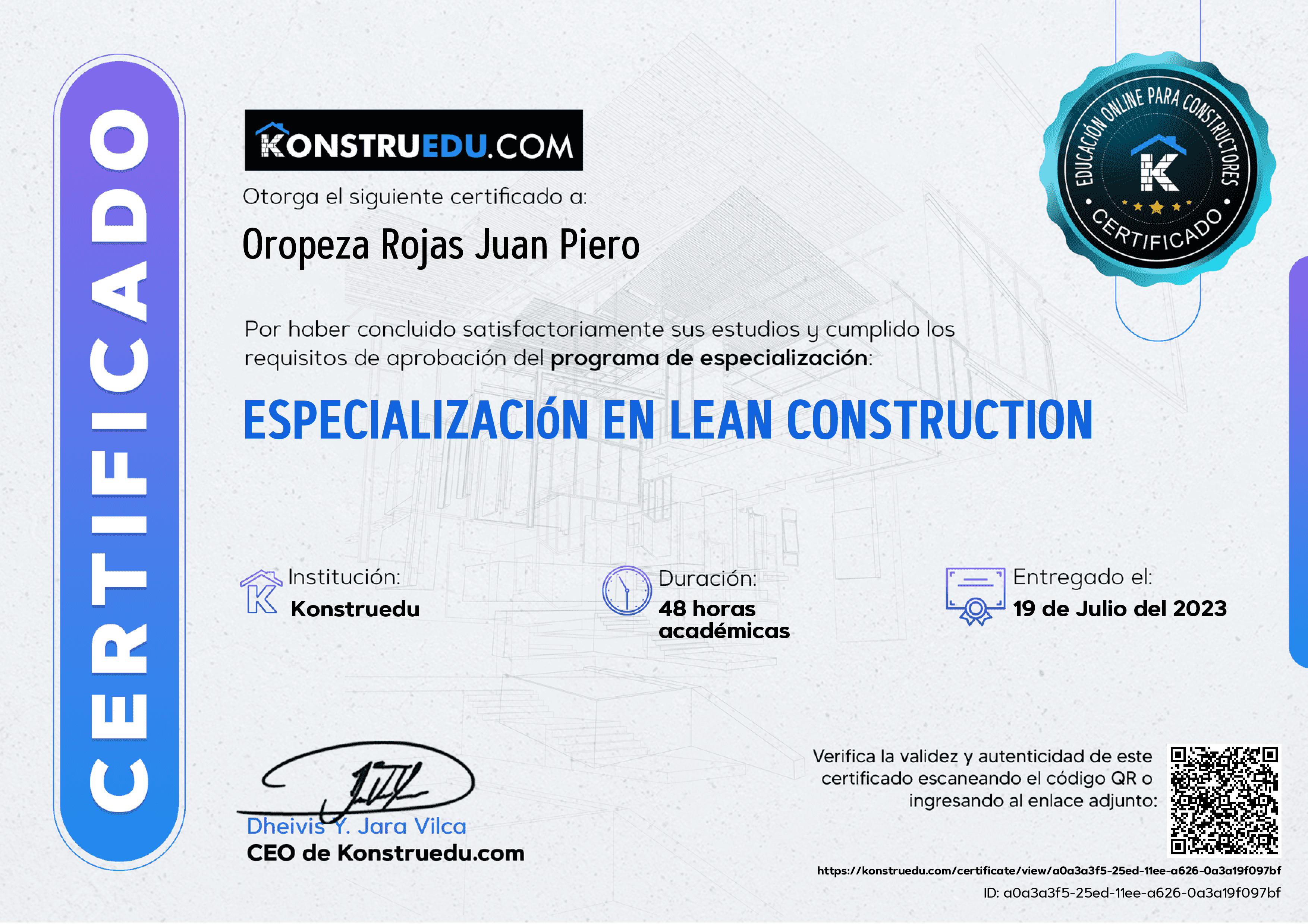 Credencial de Especialización en LEAN Construction