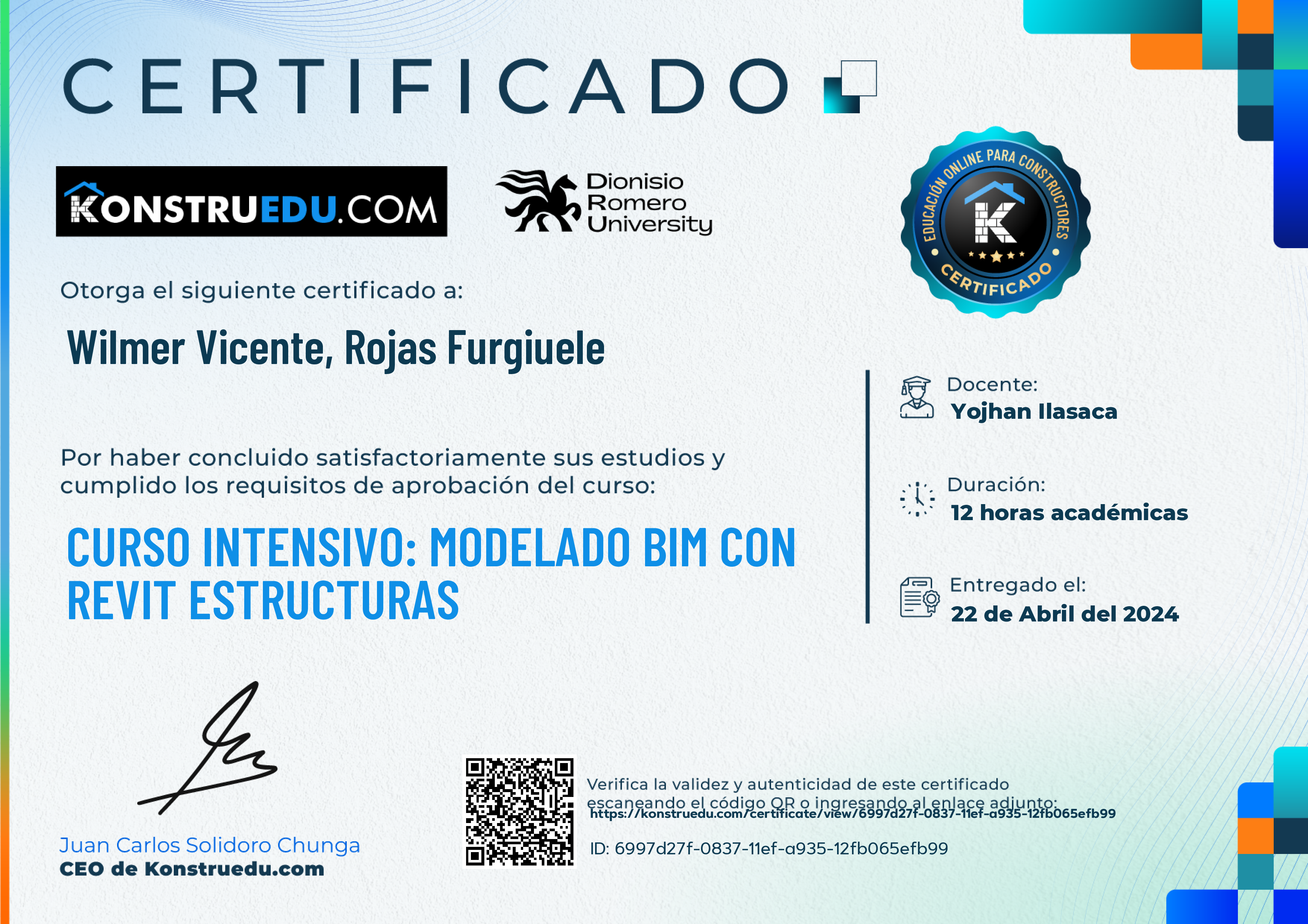 Credencial de Curso intensivo: Modelado BIM con Revit Estructuras