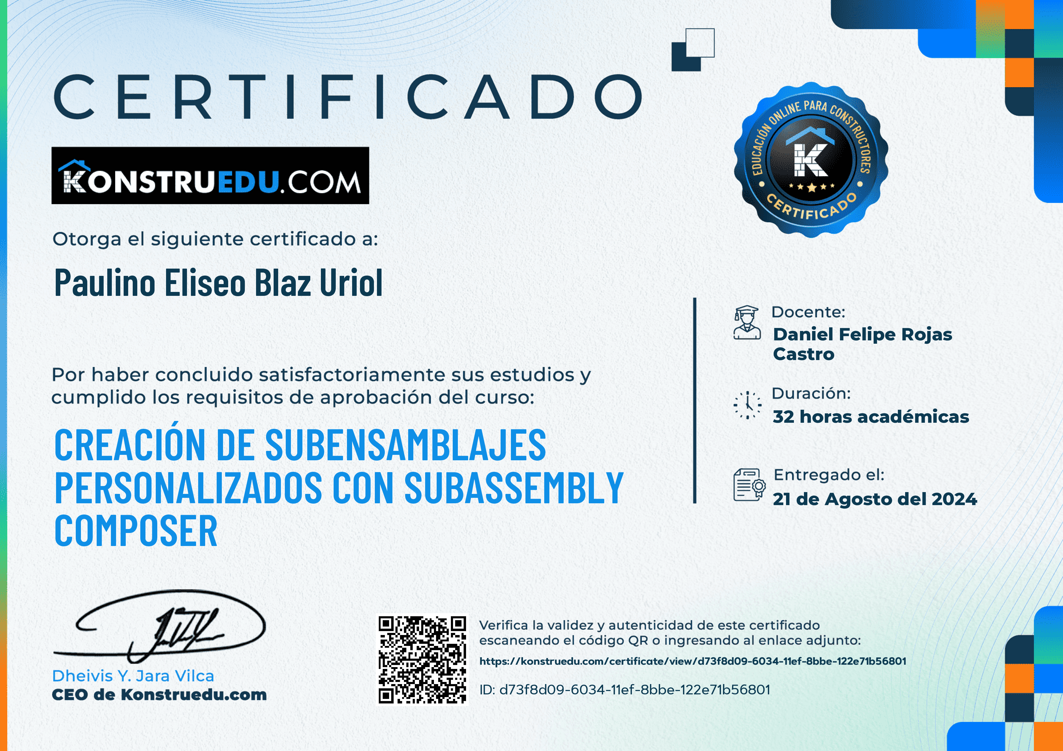 Credencial de Creación de subensamblajes personalizados con Subassembly Composer