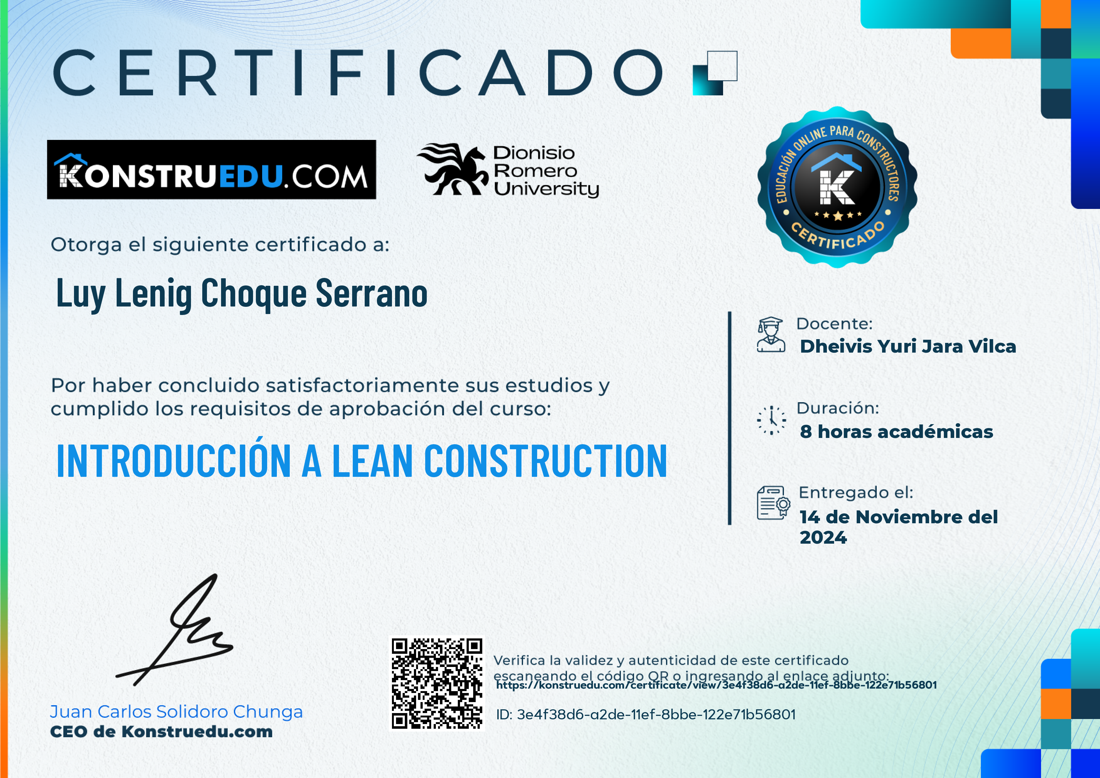 Credencial de Introducción a Lean Construction