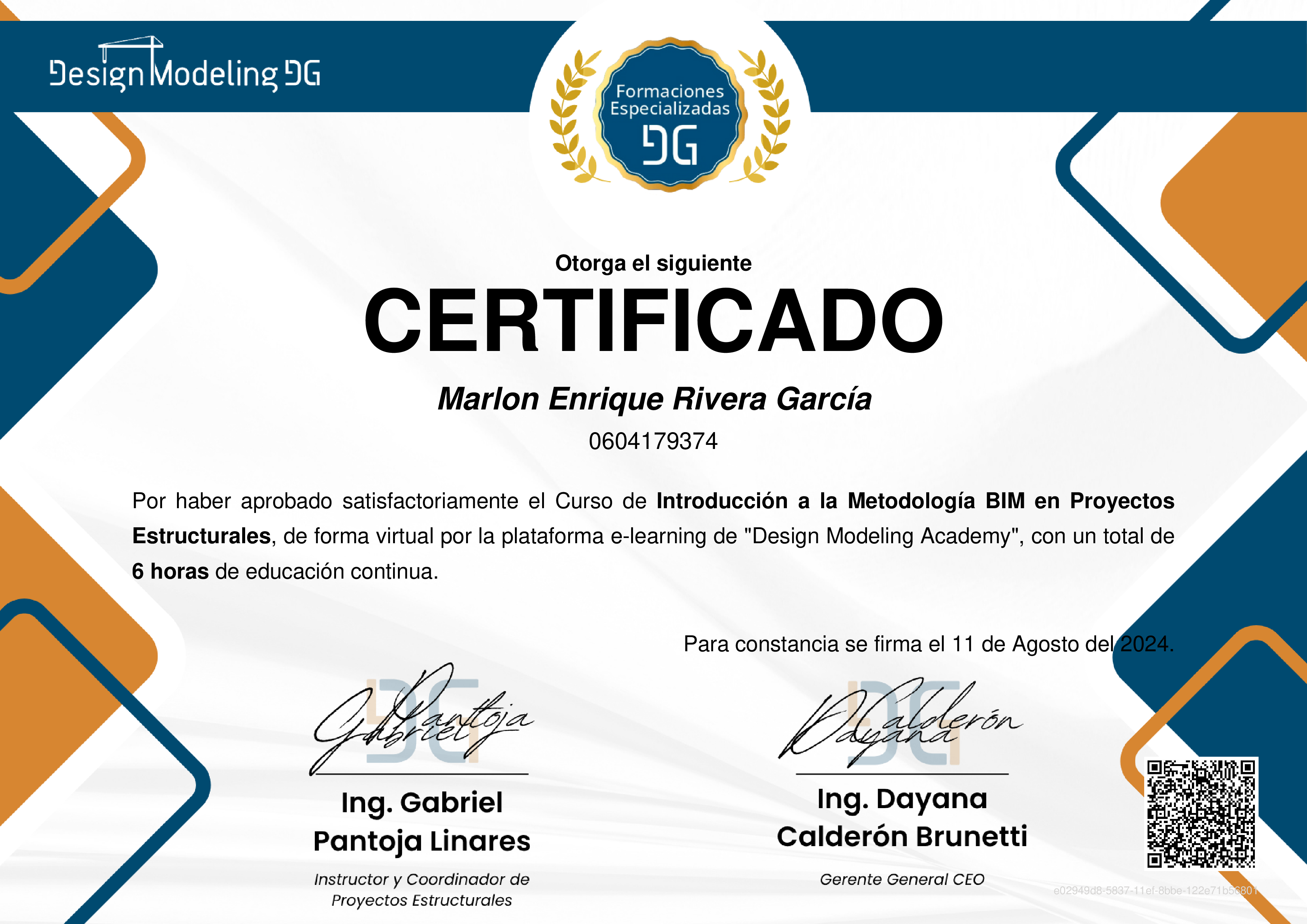 Credencial de Introducción a la Metodología BIM en Proyectos Estructurales