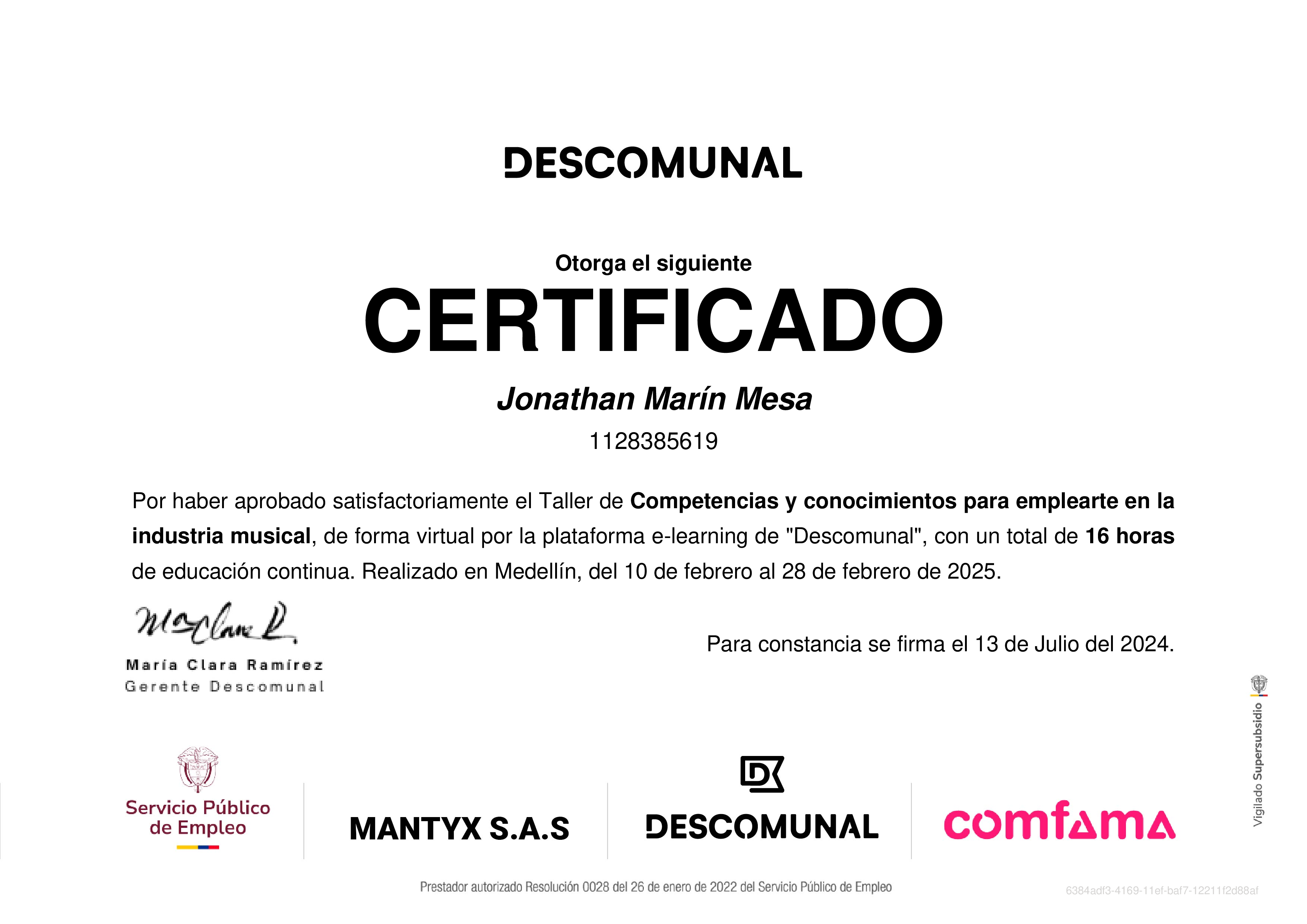 Credencial de Competencias y conocimientos para emplearte en la industria musical