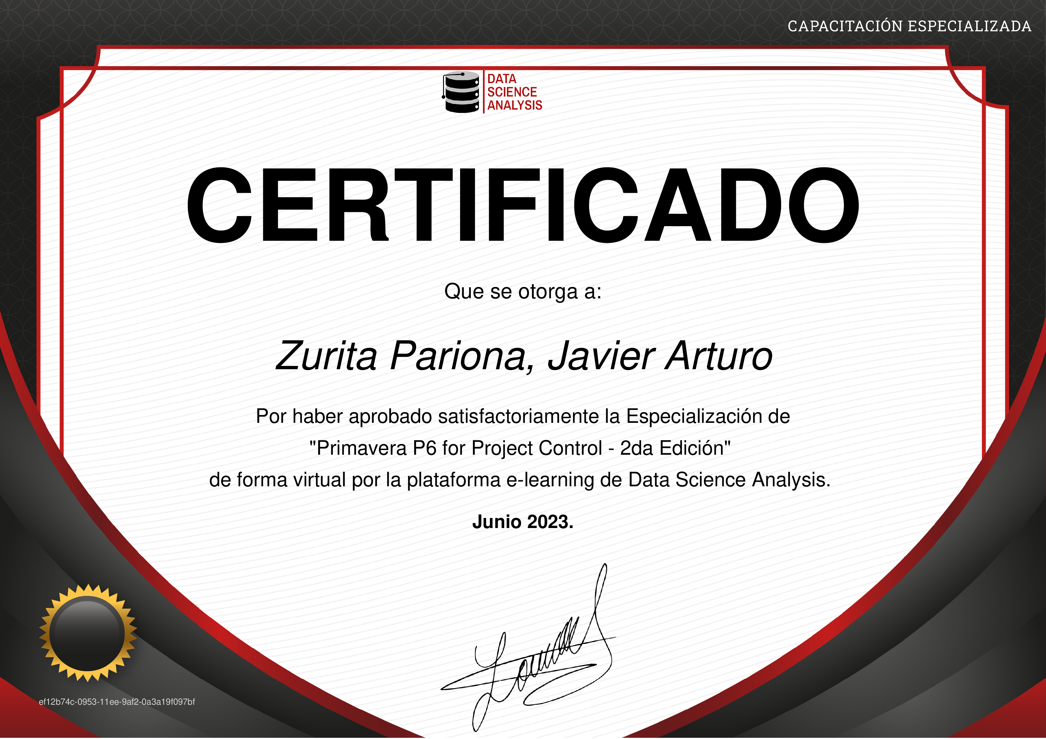 Credencial de Primavera P6 for Project Control - 2da Edición