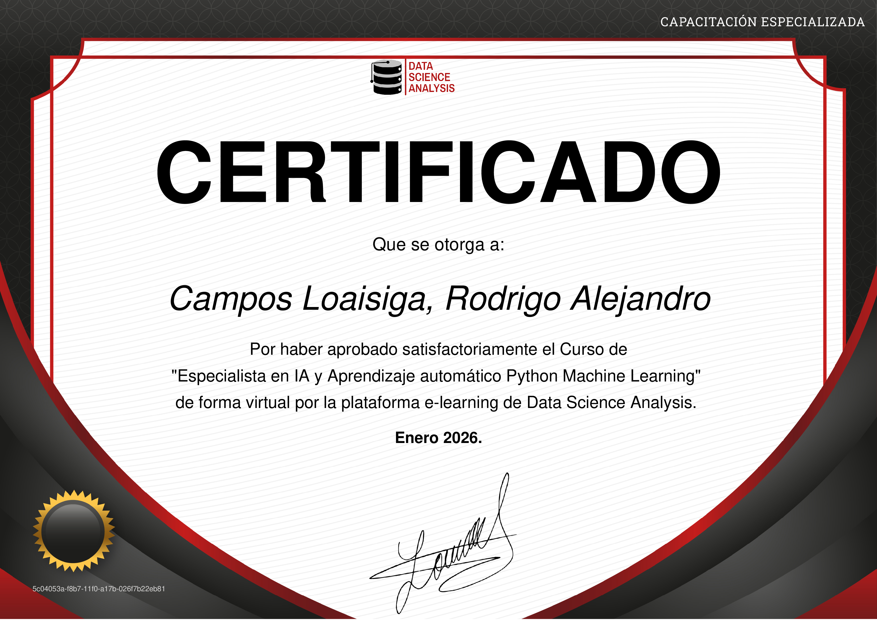 Credencial de Especialista en IA y Aprendizaje automático Python Machine Learning