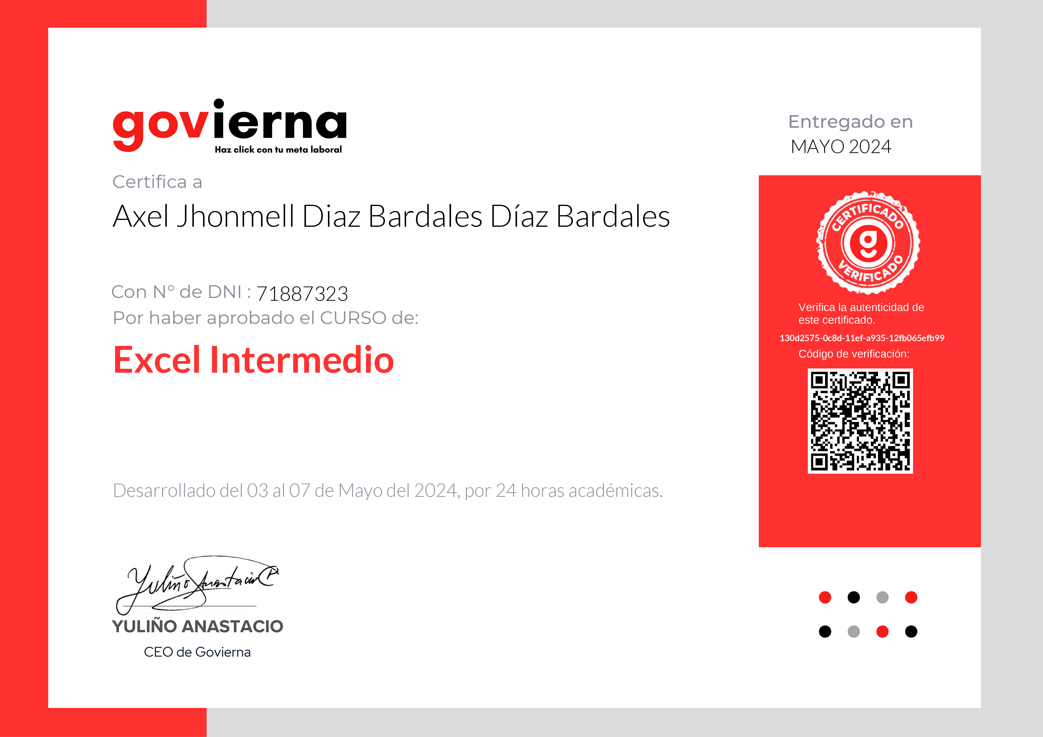 Credencial de Excel Intermedio