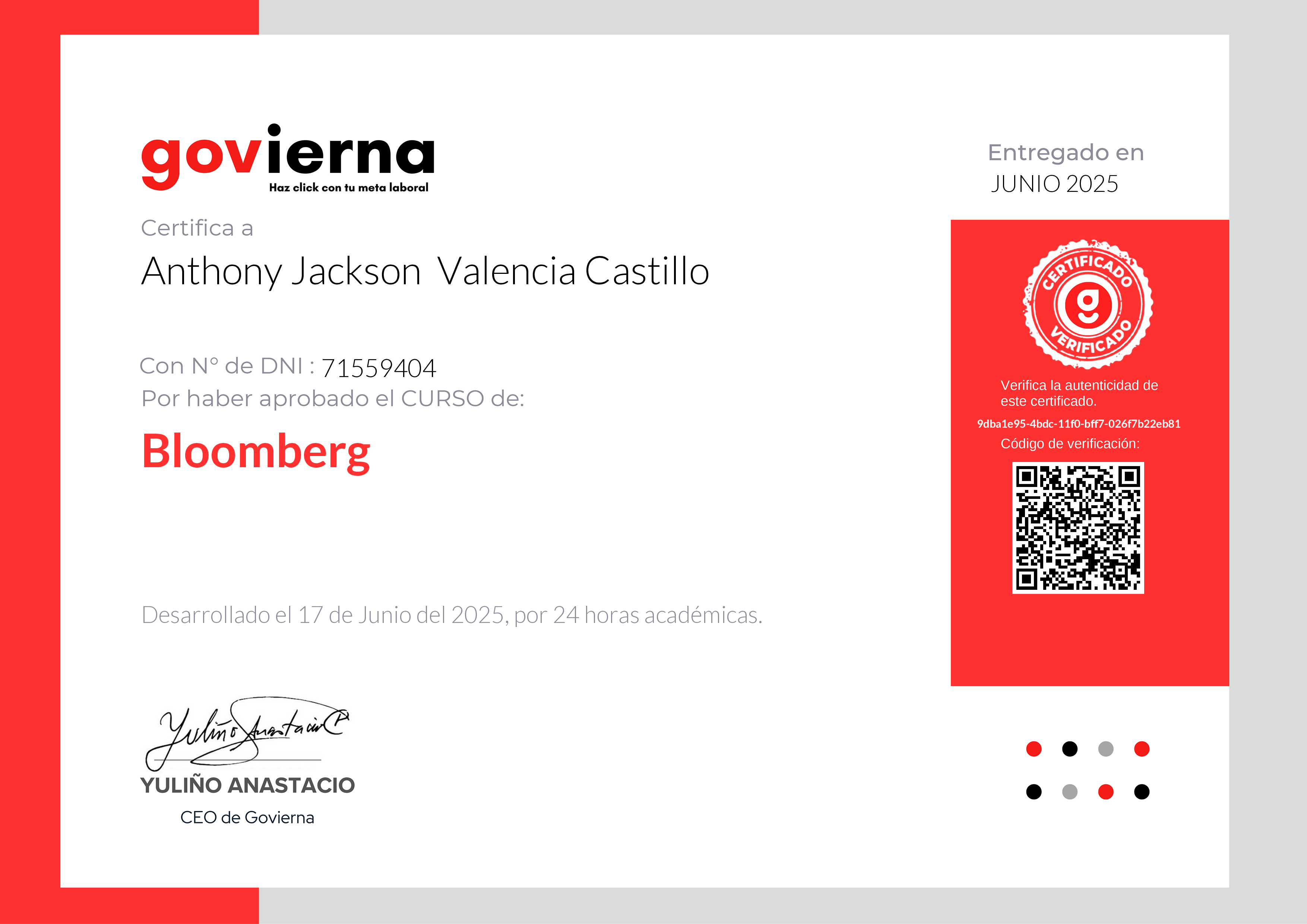 Credencial de Bloomberg