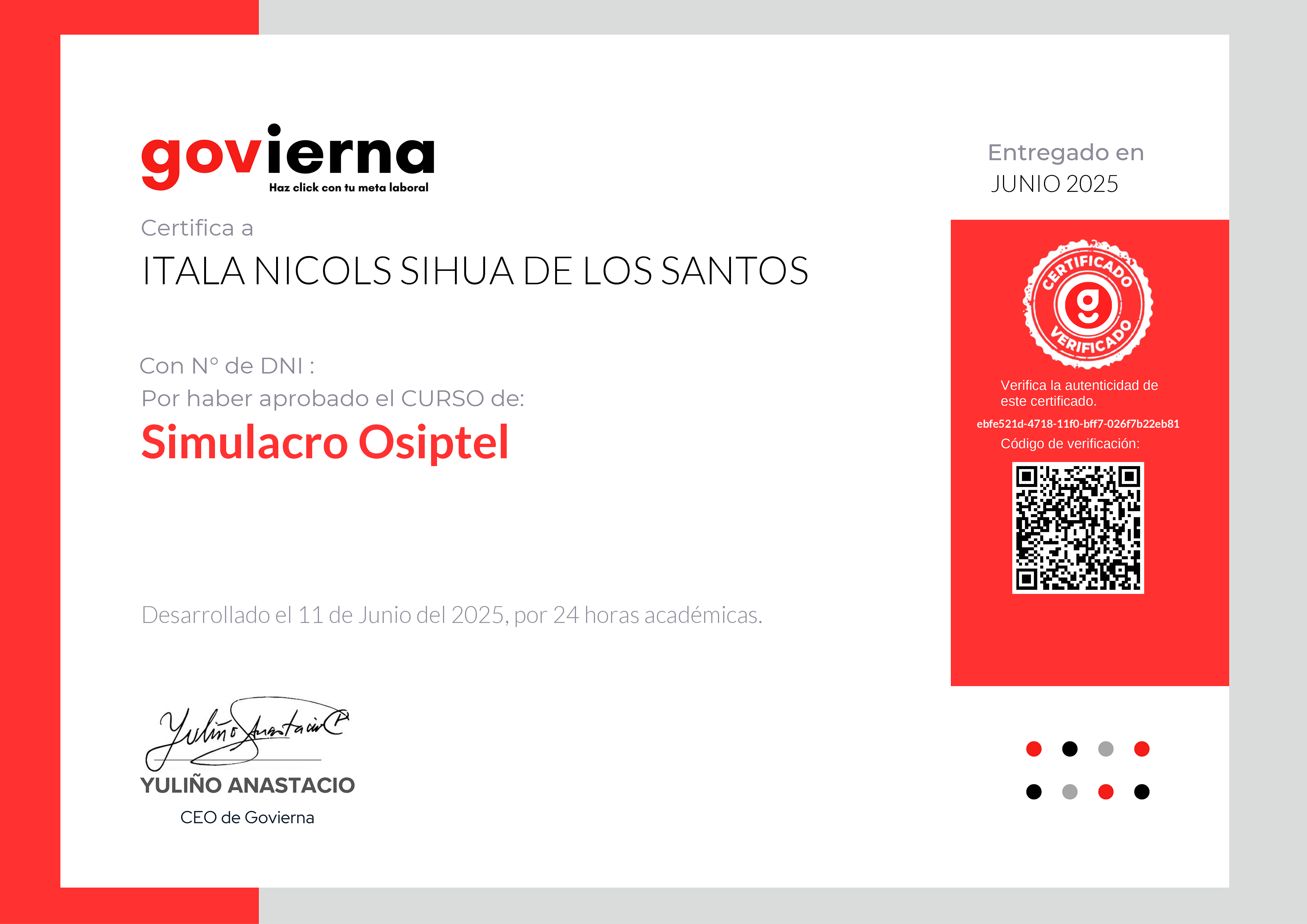 Credencial de Simulacro Osiptel