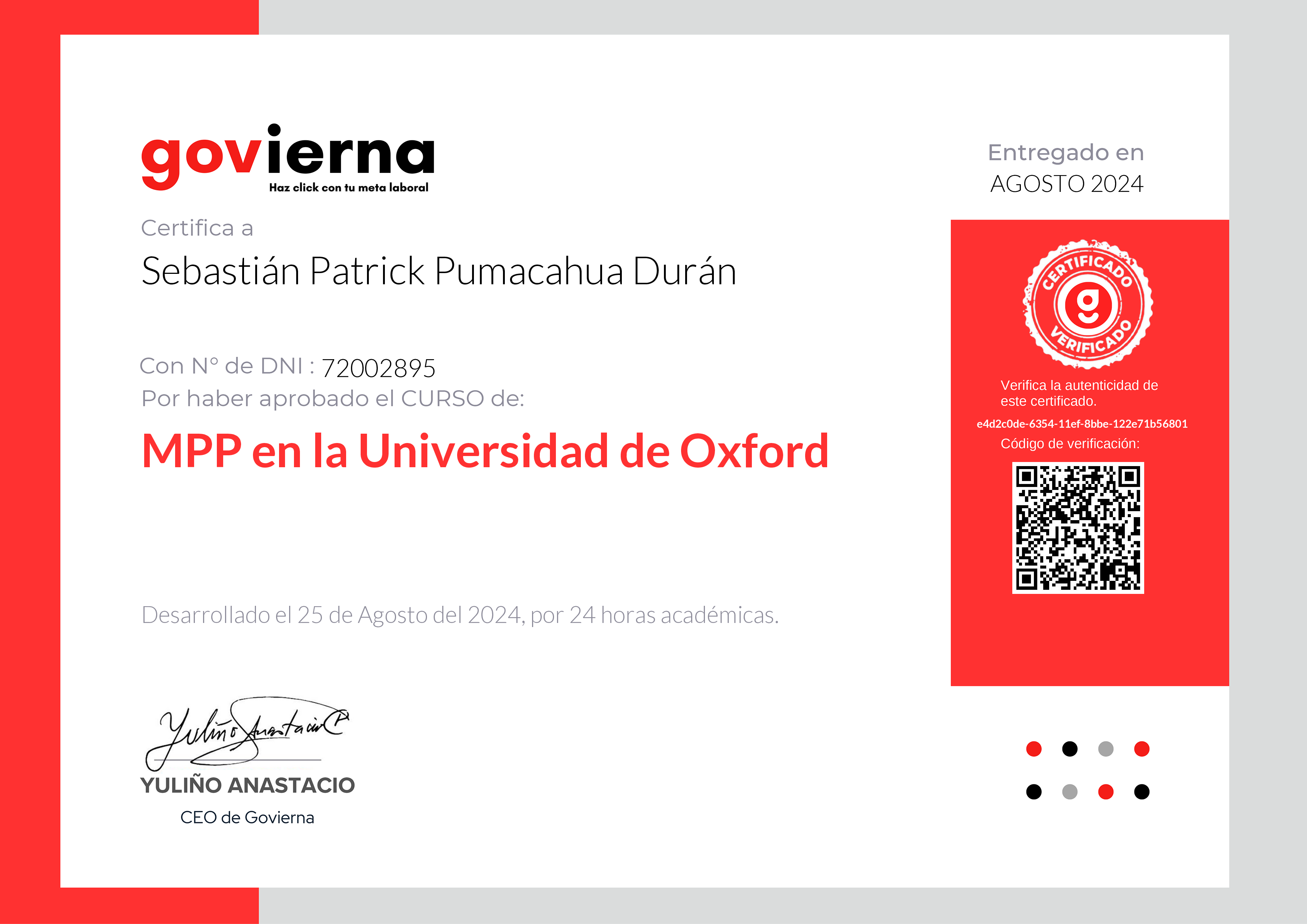 Credencial de MPP en la Universidad de Oxford
