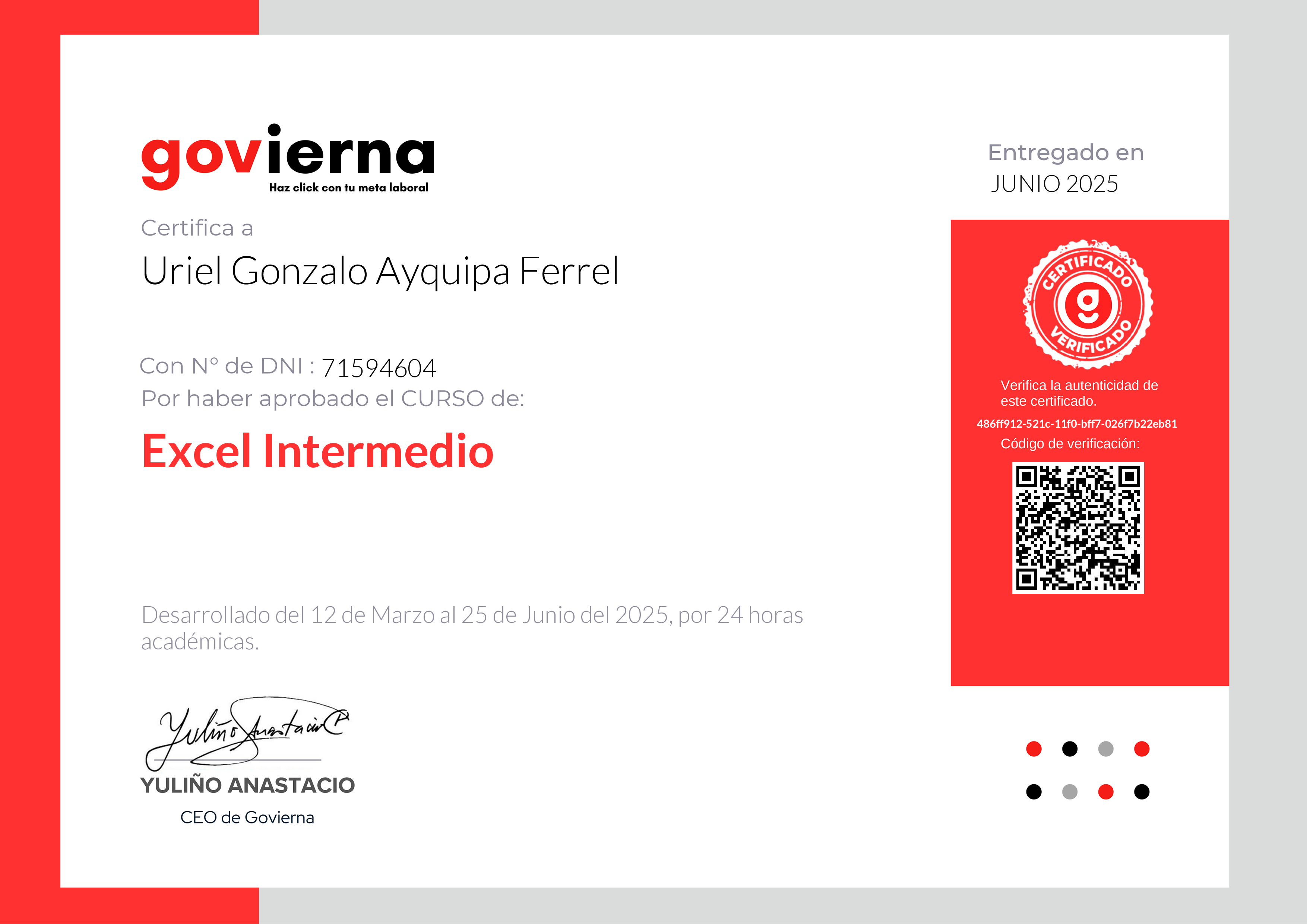 Credencial de Excel Intermedio