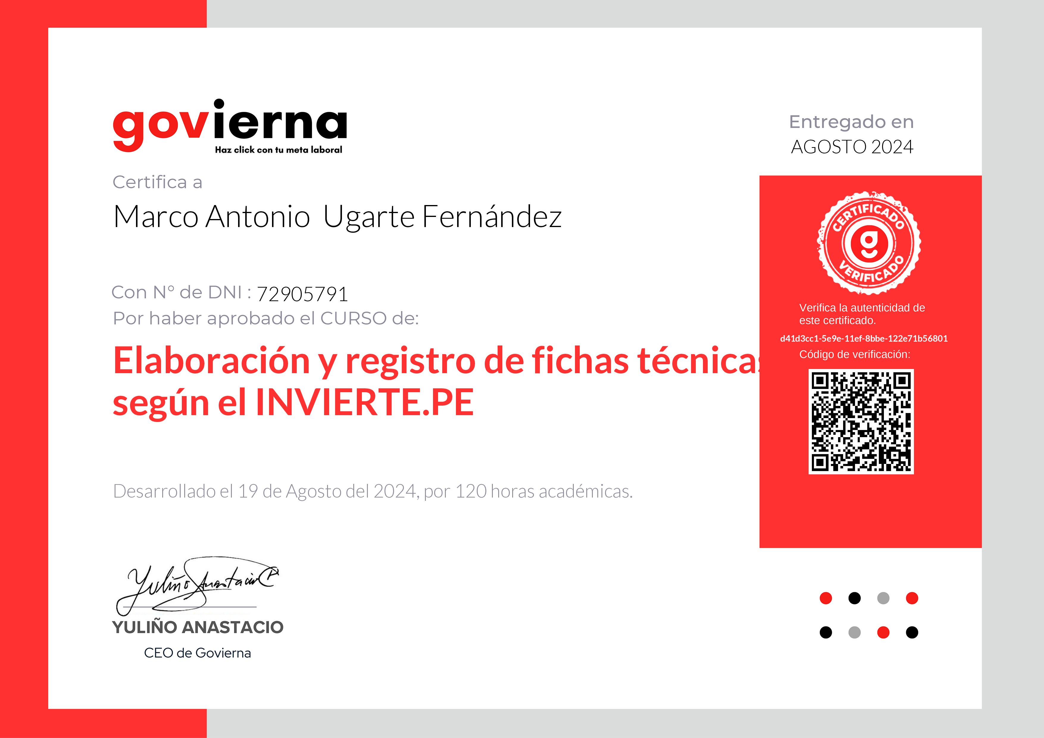 Credencial de Elaboración y registro de fichas técnicas según el INVIERTE.PE