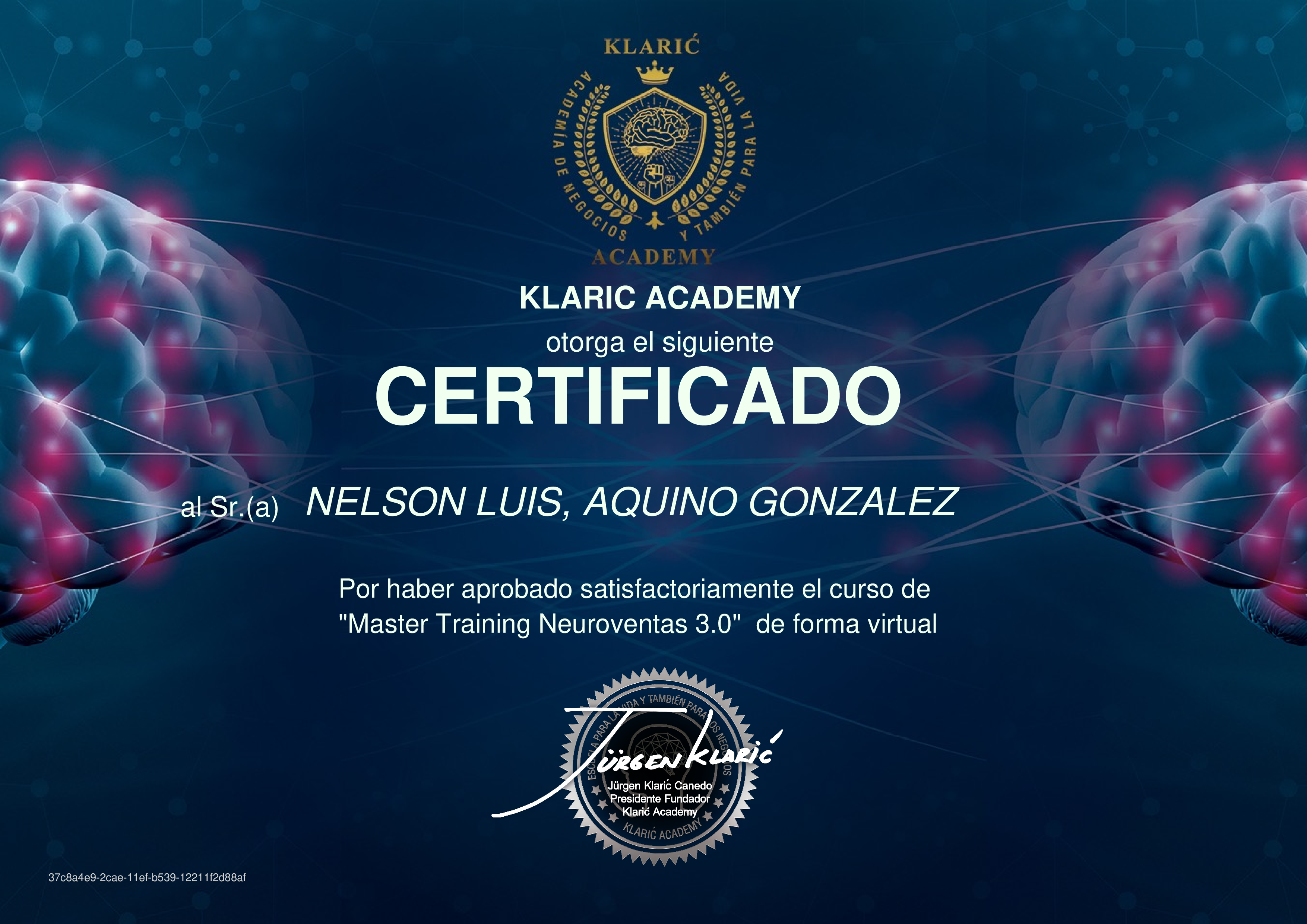 Credencial de Master Training Neuroventas 3.0