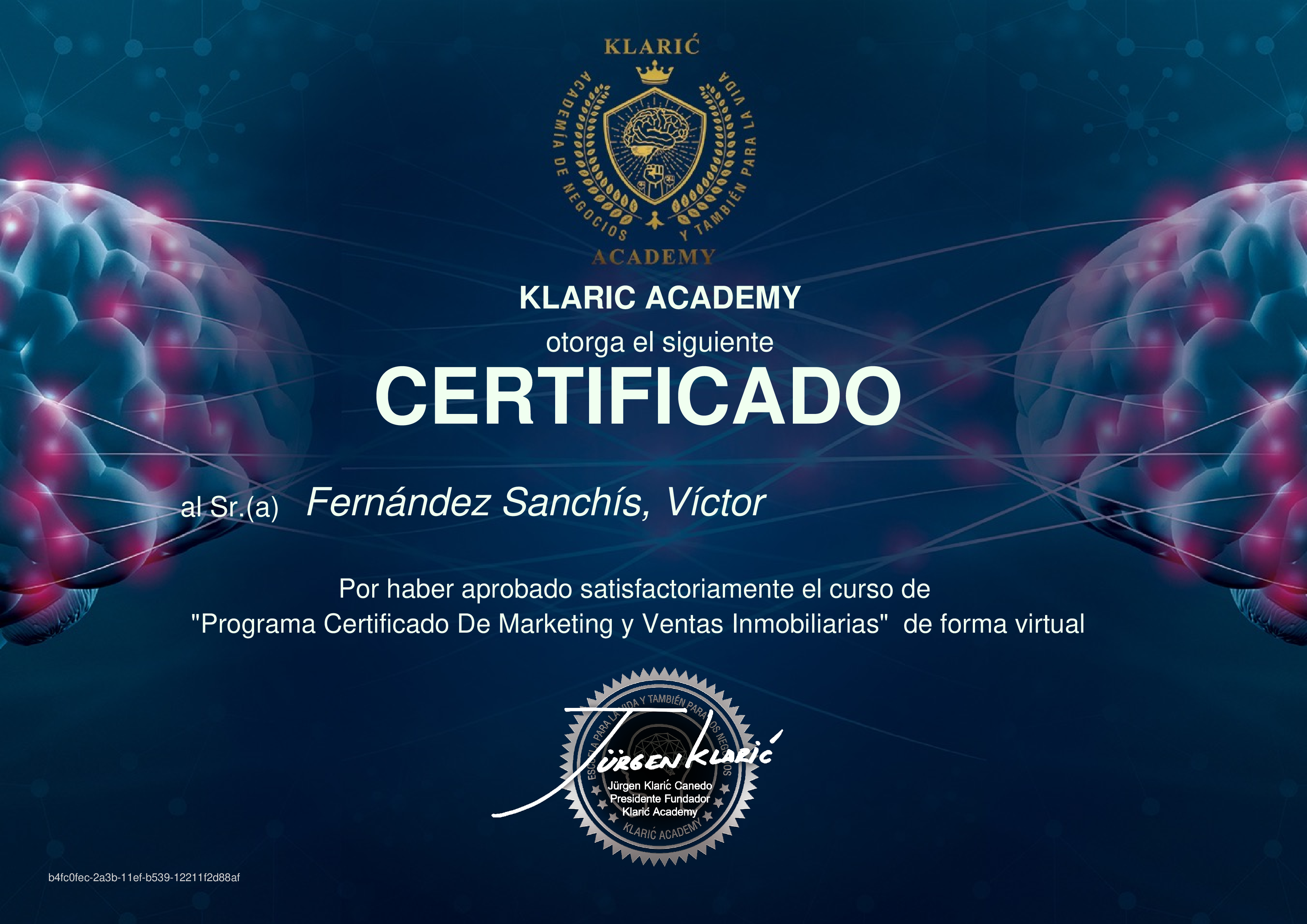Credencial de Programa Certificado De Marketing y Ventas Inmobiliarias