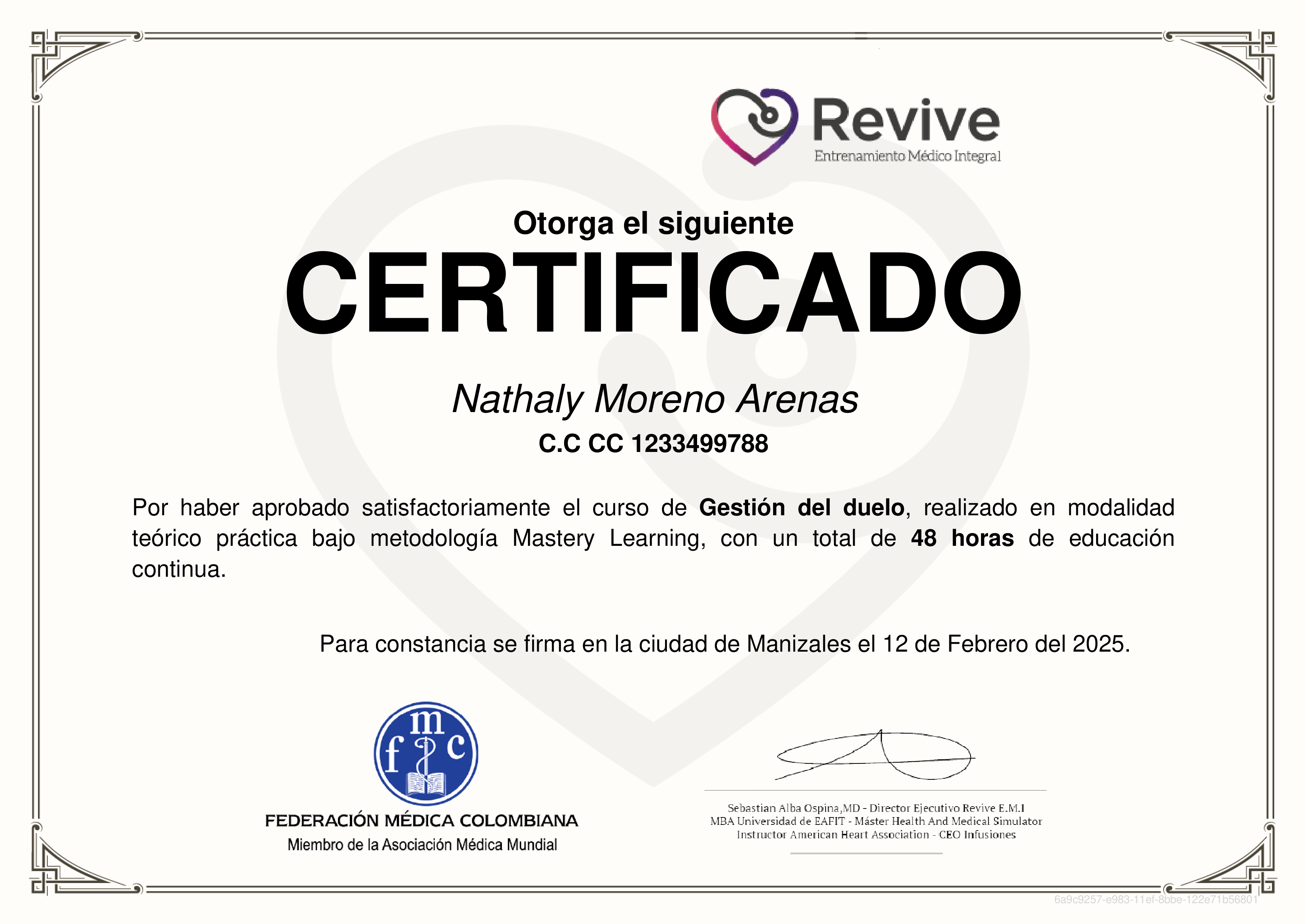 Credencial de Gestión del duelo